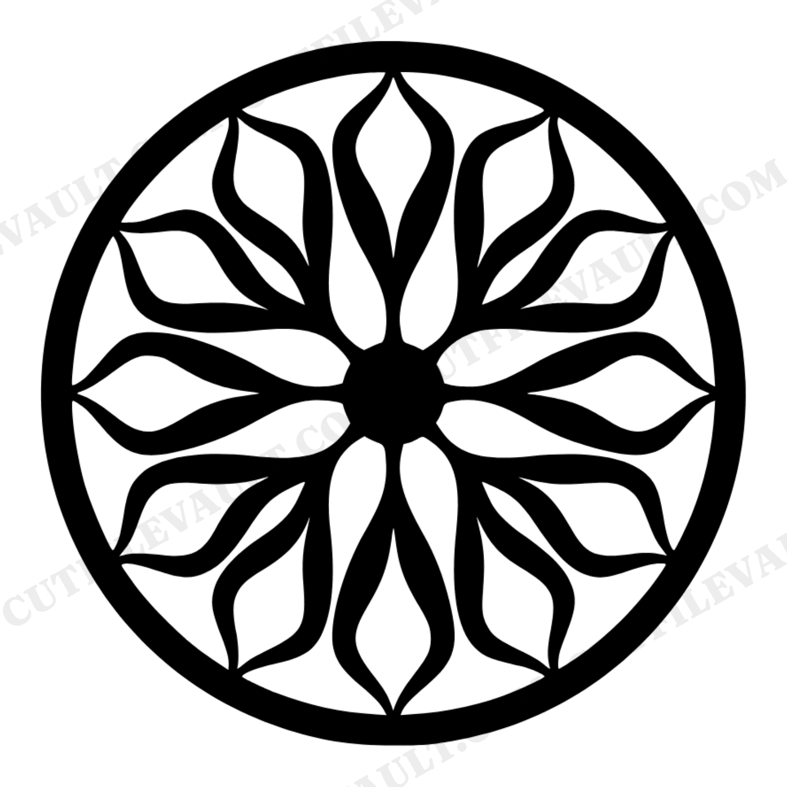 Bike Wheel Mandala SVG PNG, Bicycle Starburst Folk Art Cut File, Bike to Work Day Design, view 1