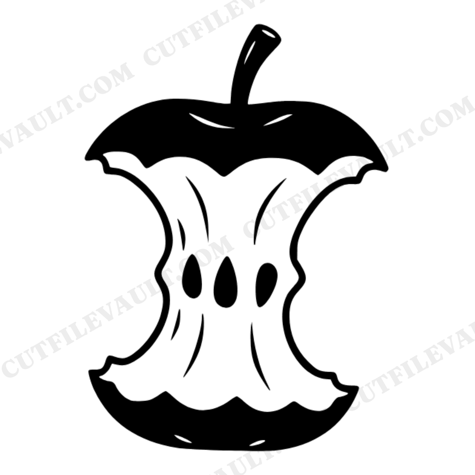 Bitten Apple Core SVG PNG Back to School Silhouette Cut File Boho Organic Teacher Gift Craft, view 1