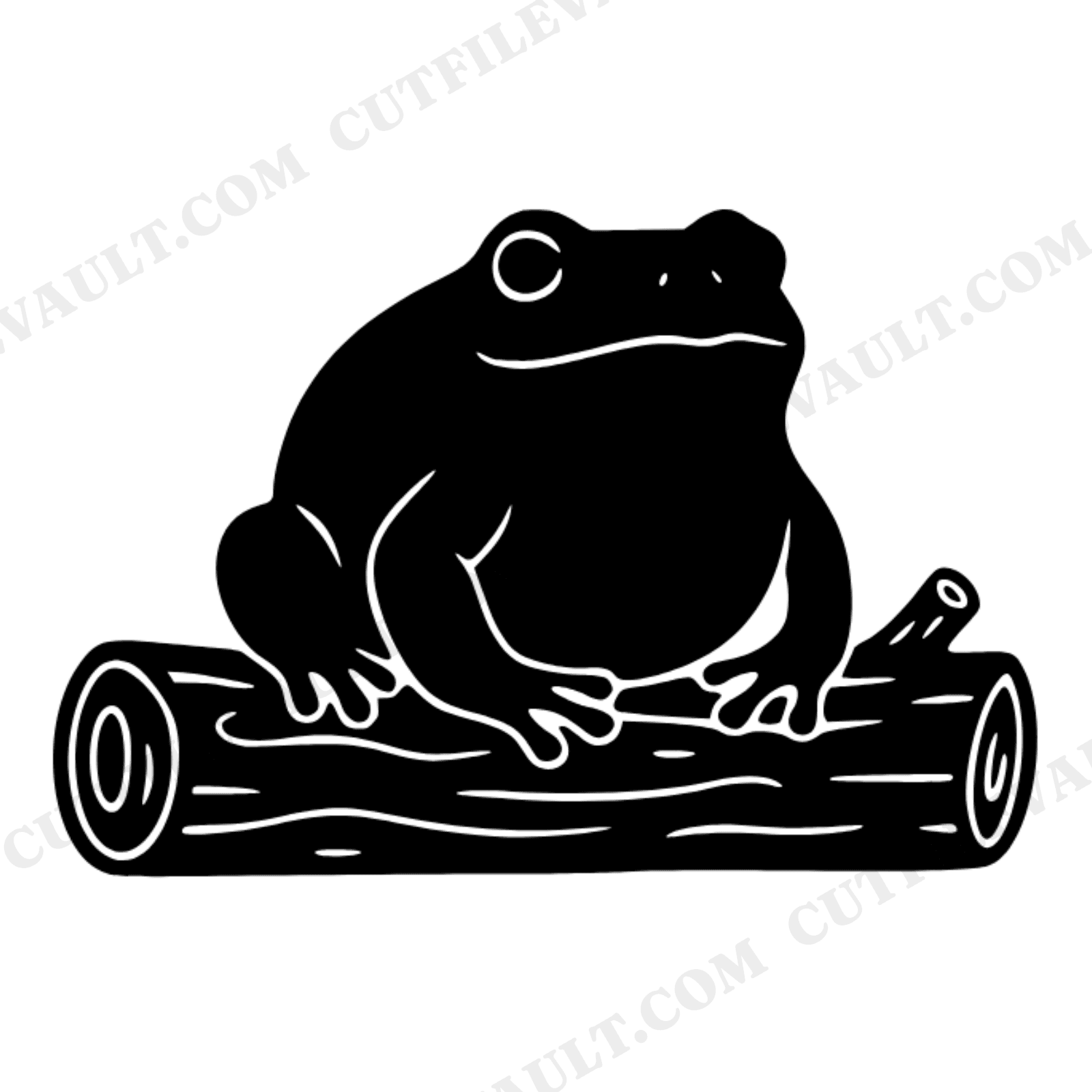 Boho Frog on Log SVG PNG Cut File, Cottagecore Woodland Frog Silhouette, Nature Lover Craft Design, view 1