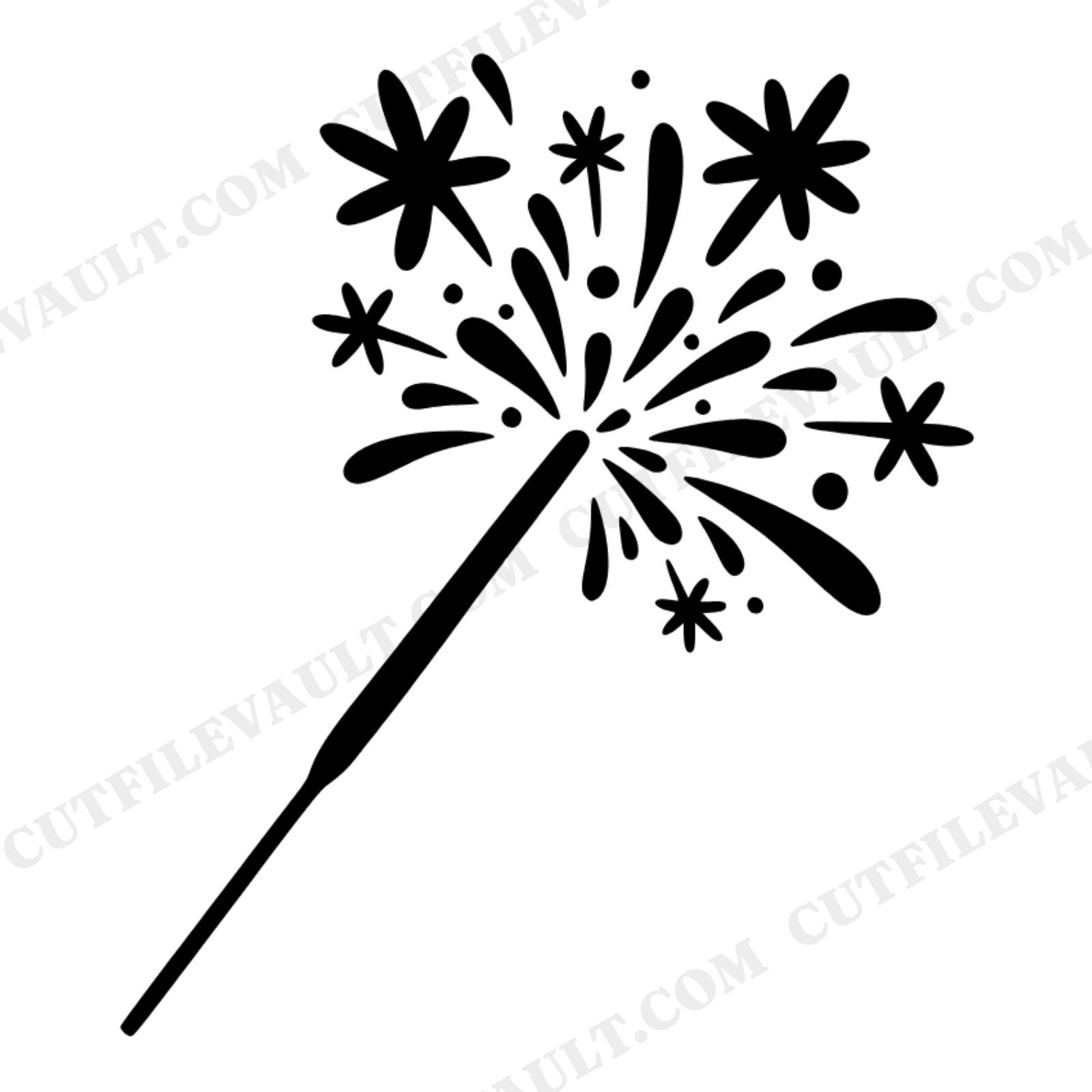 Boho Sparkler SVG PNG, Fourth of July SVG, Hand Drawn Sparkler Wand Cut File for Cricut, view 1