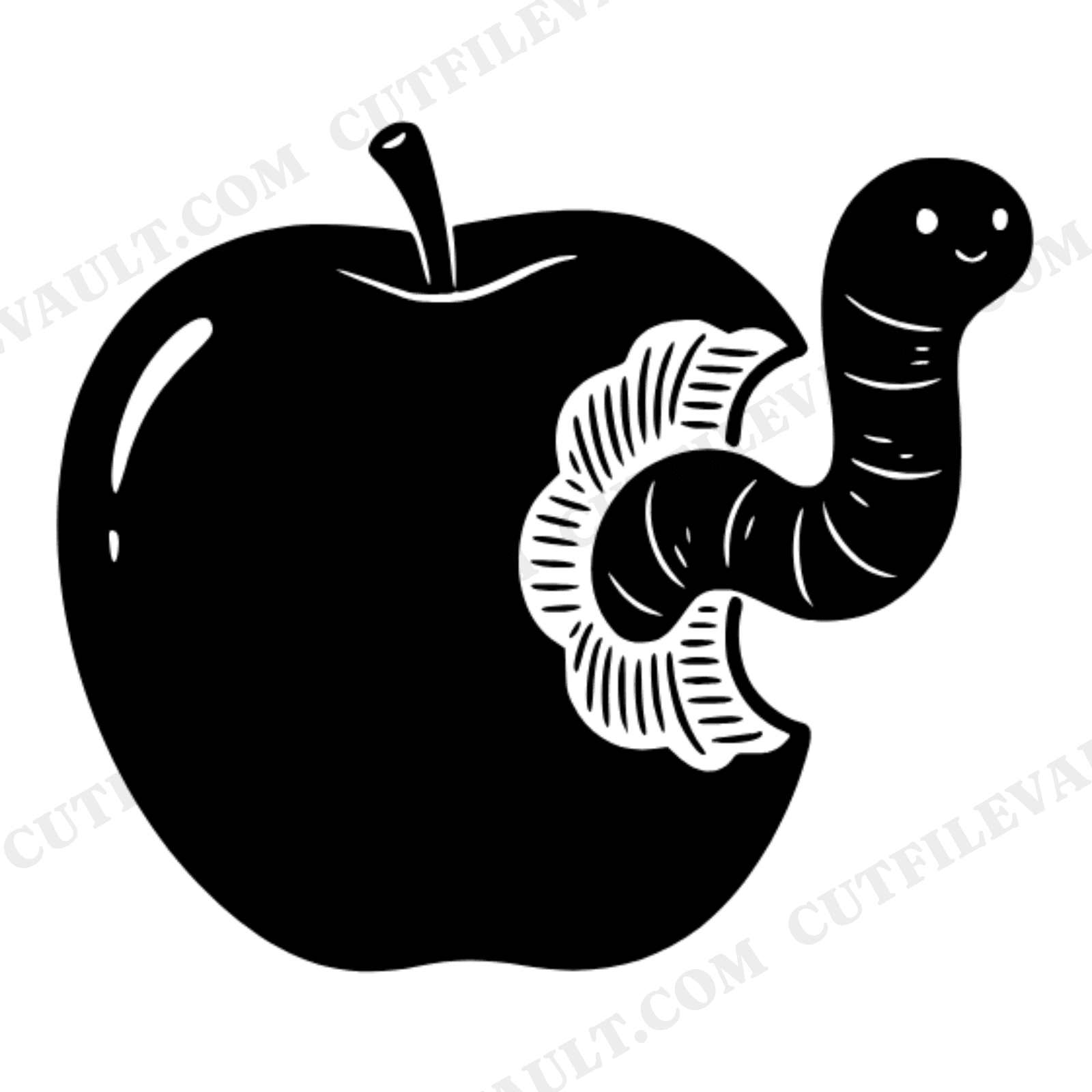 Bookworm Apple SVG PNG, Vintage Botanical Back to School Clipart, Kawaii Worm Teacher Gift Cut File, view 1