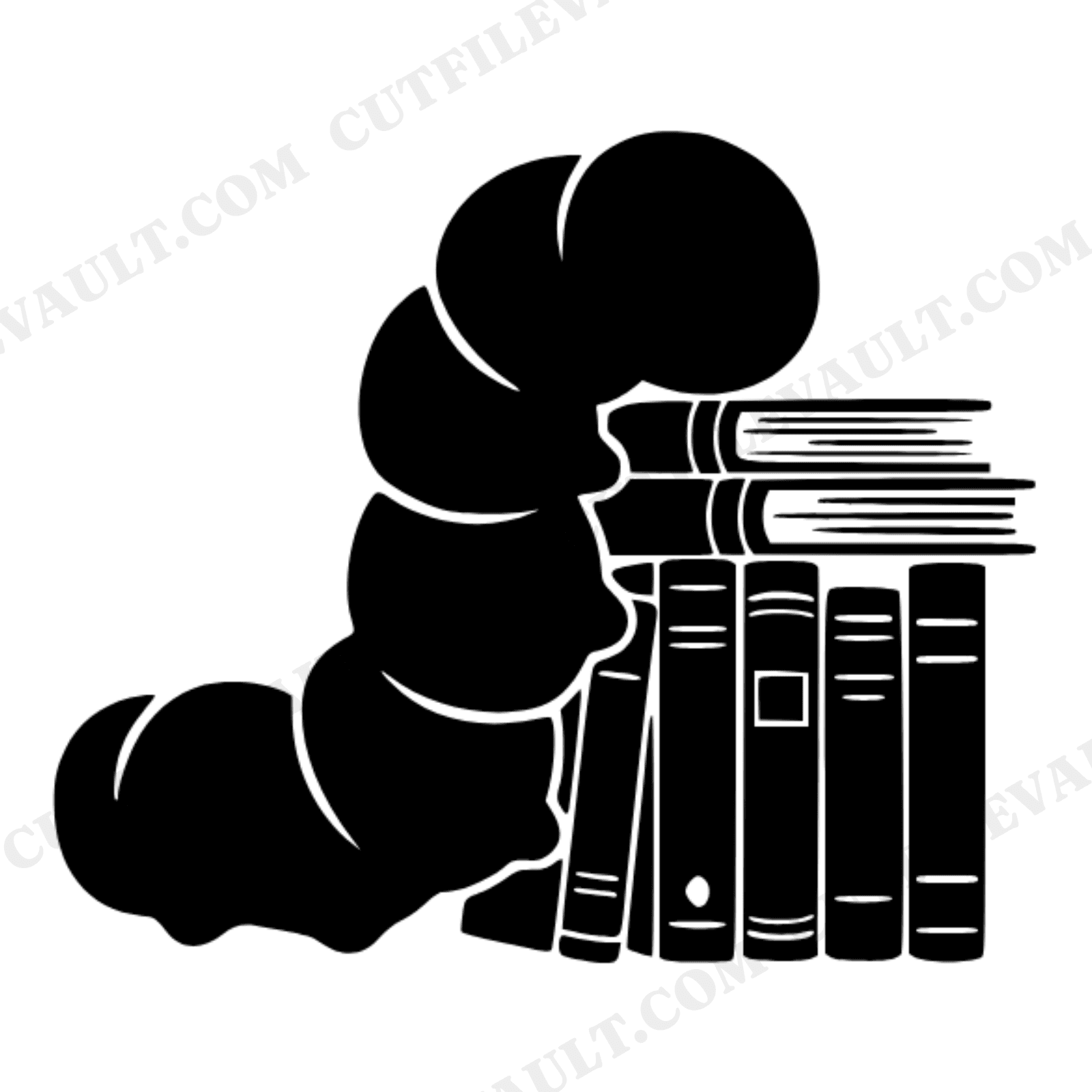 Bookworm Caterpillar SVG PNG, Vintage Back to School Cut File, Teacher Appreciation Clipart, view 1