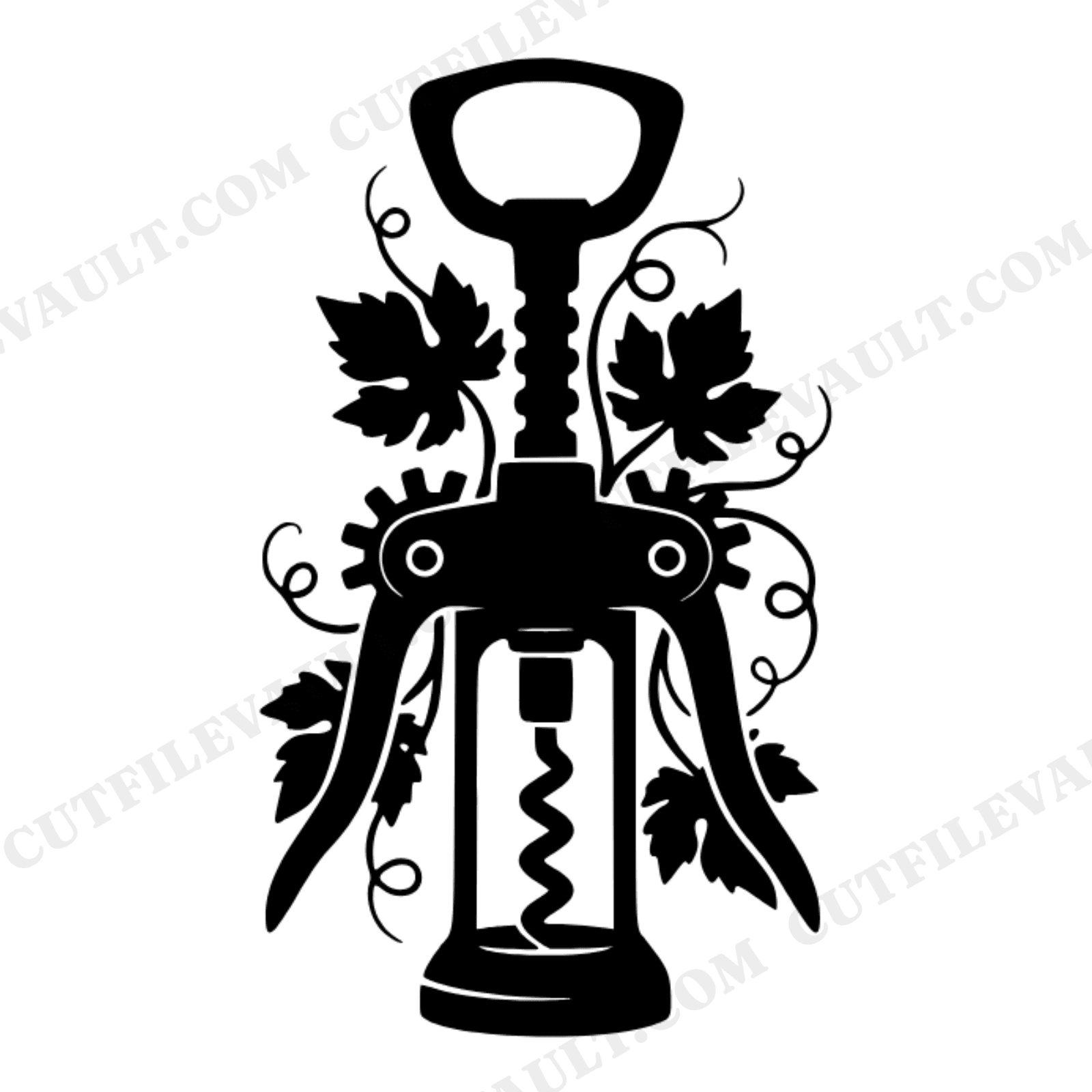 Botanical Corkscrew SVG PNG, Grapevine Wine Lover Gift, Vintage Herbarium Wine Day Cut File, view 1