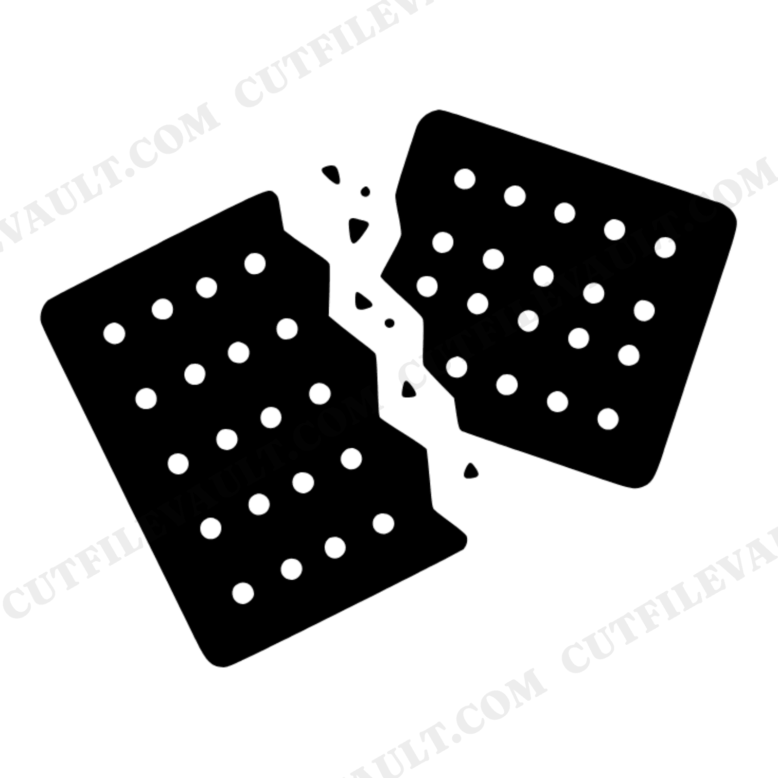 Broken Graham Cracker SVG PNG S'mores Day Cut File Diagonal Split Whimsical Cracker Design, view 1
