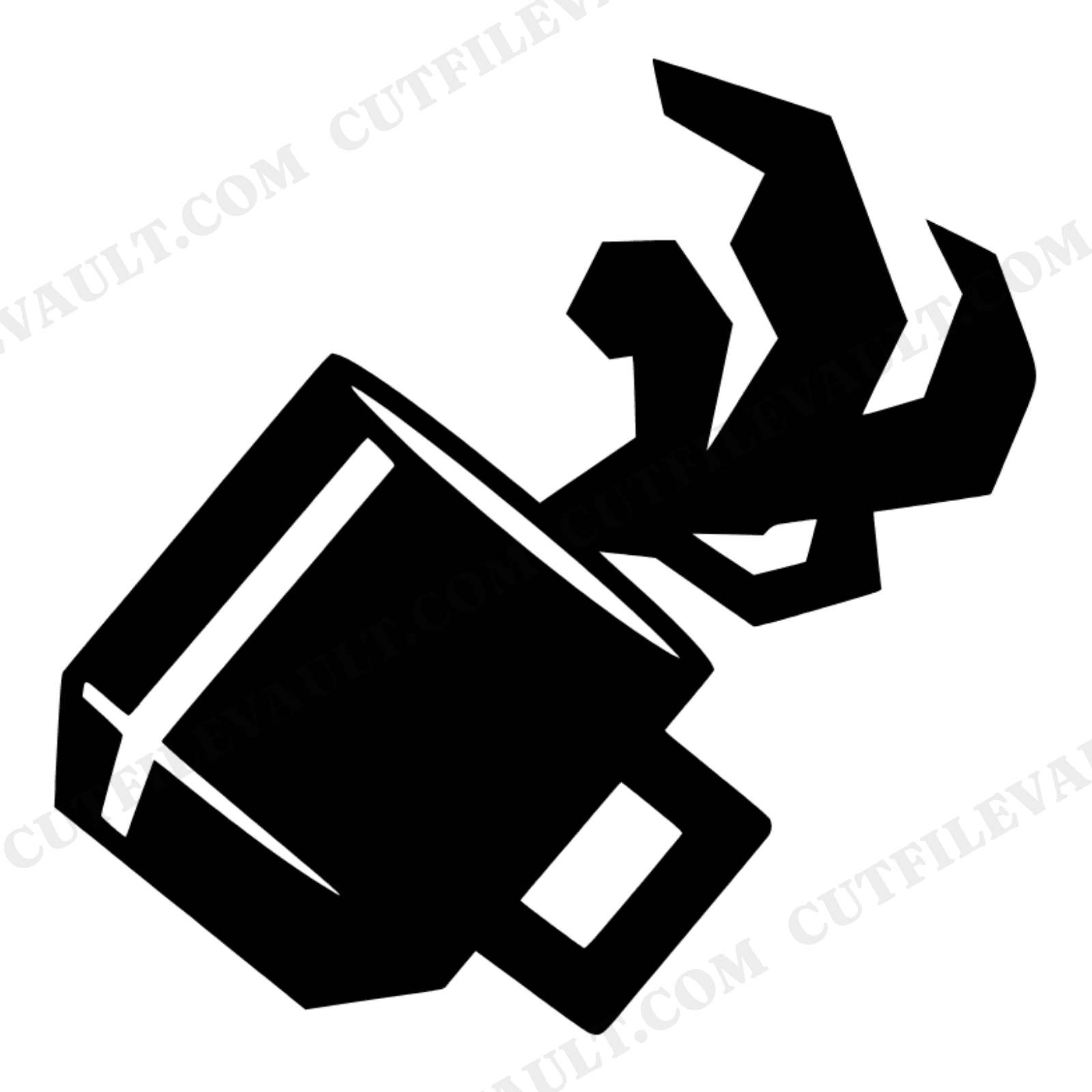 Brutalist Coffee Mug SVG PNG, Tipped Mug with Steam, Modern Breakfast Cut File, National Donut Day, view 1