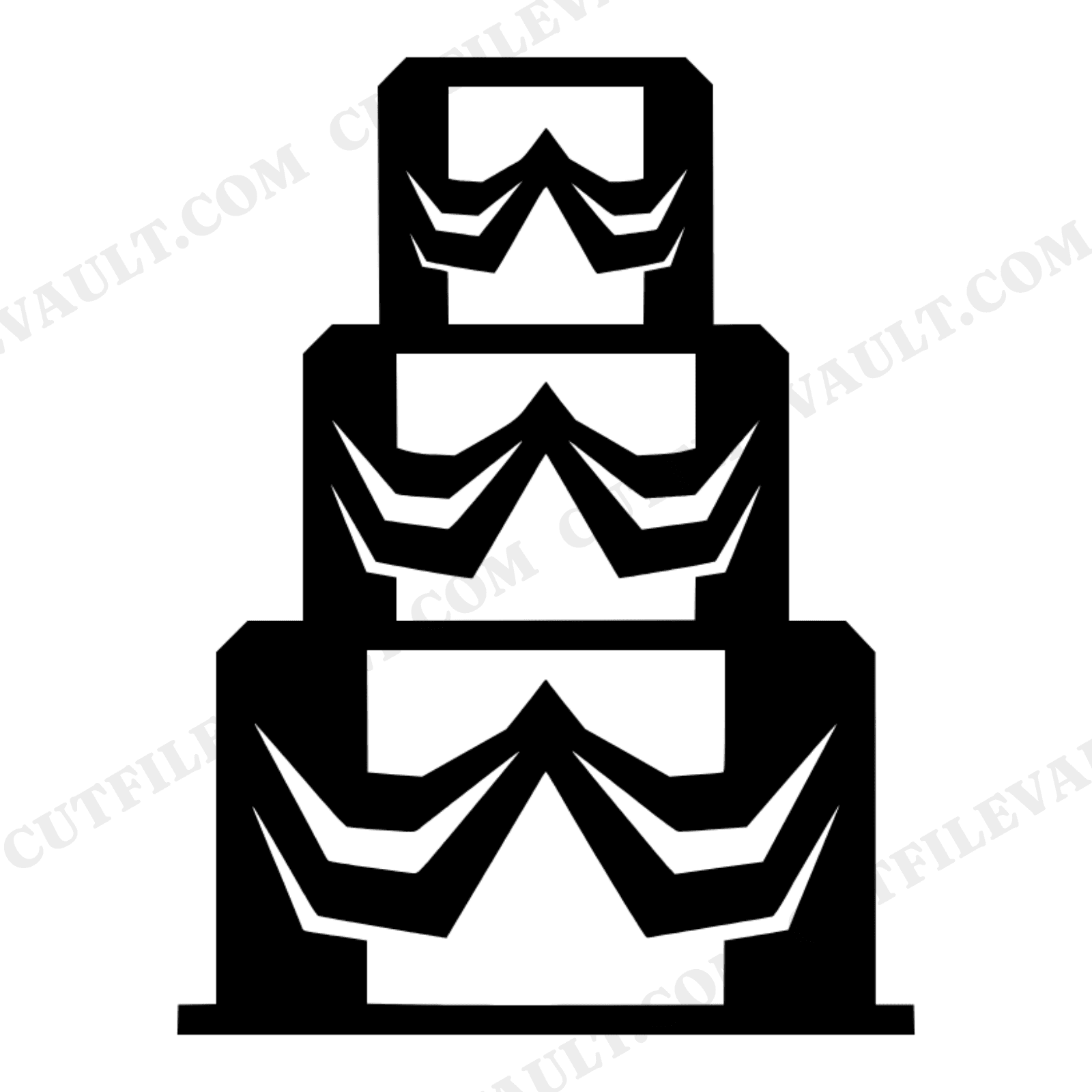 Brutalist Wedding Cake SVG PNG, Modern Geometric Three Tier Cake Cut File for Cricut, view 1