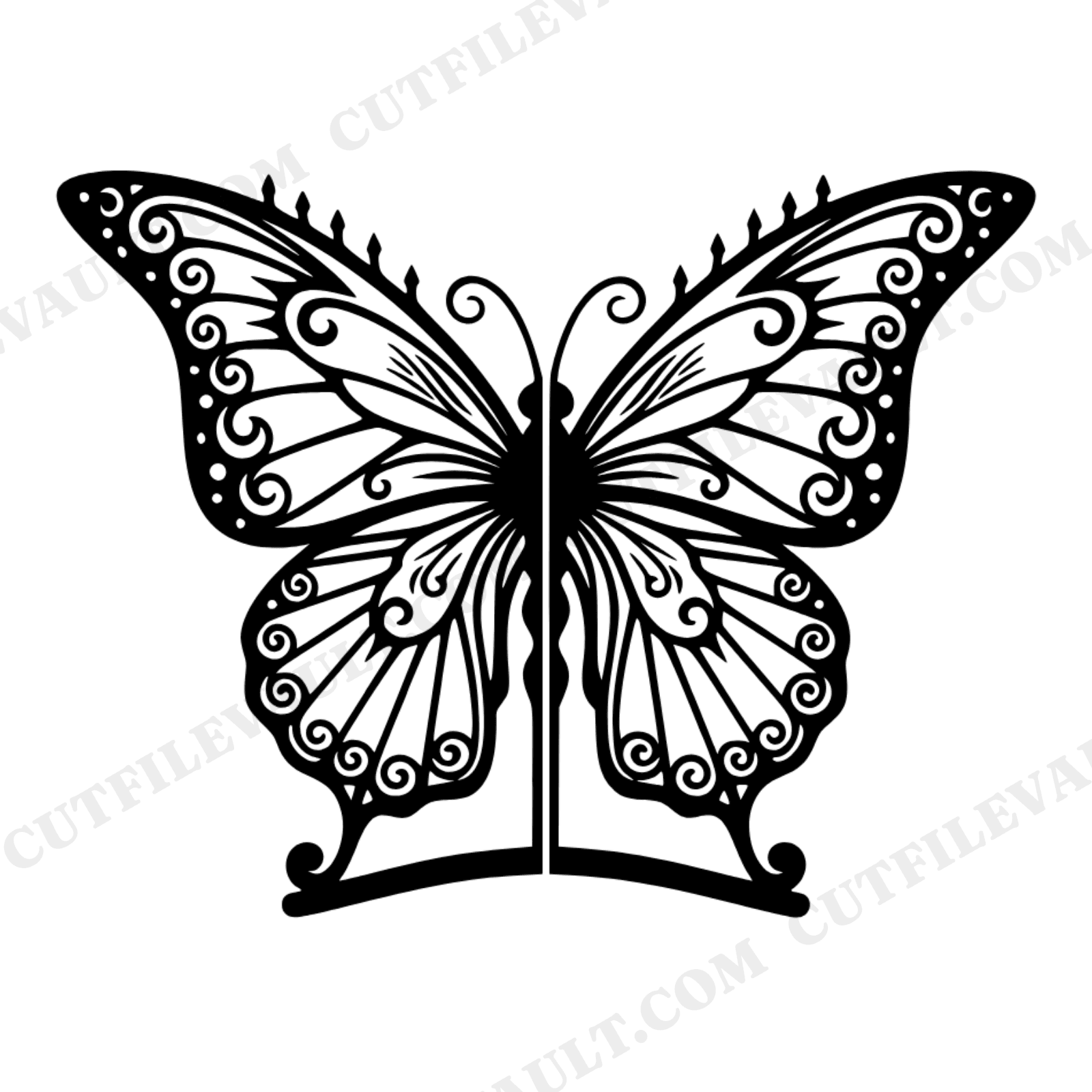 Butterfly Cemetery Gate SVG PNG, Symmetrical Folk Art Halloween Cut File, Cottagecore Floral Decor, view 1