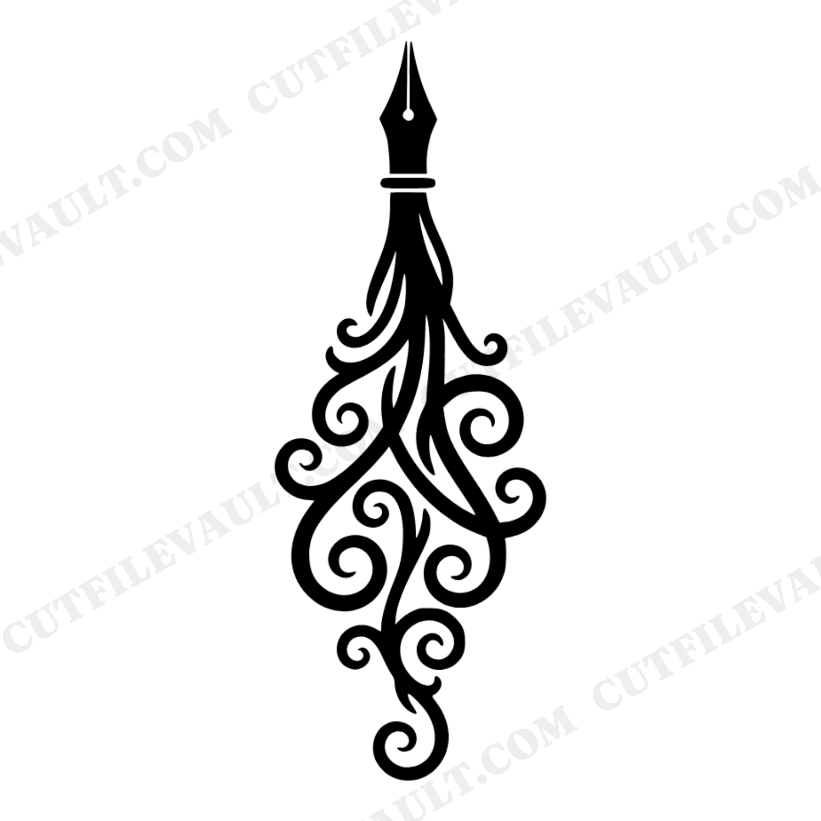 Calligraphy Pen Nib SVG PNG, Wedding Vows Flourish Cut File, Elegant Ink Flow Design for Cricut, view 1