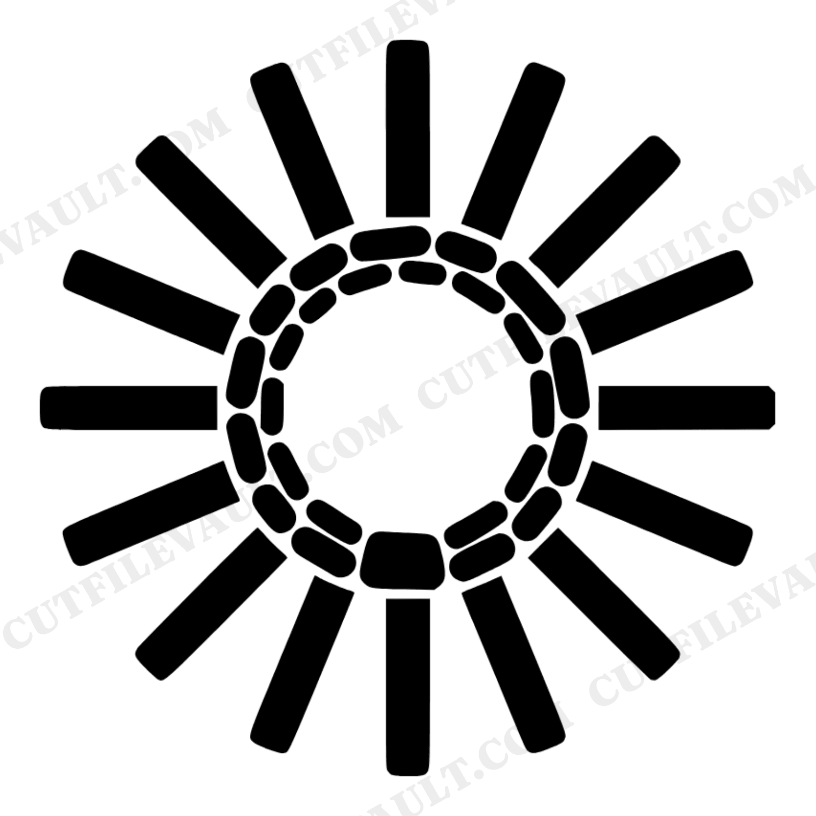 Campfire Ring SVG PNG Overhead View Logs Radiating Circle Cut File Modern Brutalist Design S'mores, view 1