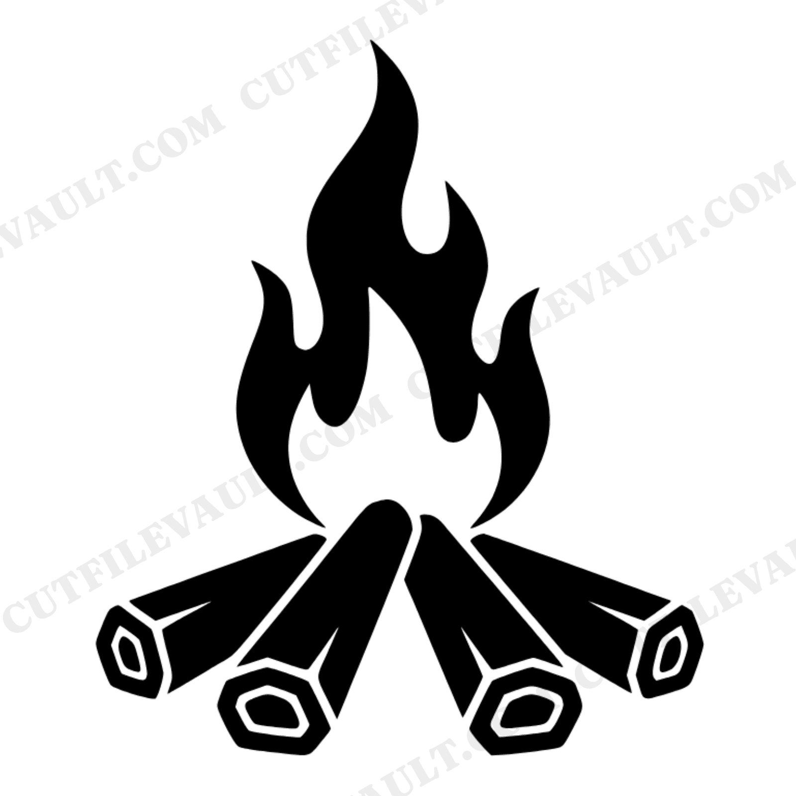 Campfire SVG PNG, Teepee Fire Geometric Flames, National Smores Day, Camping Outdoor Adventure Cut File, view 1