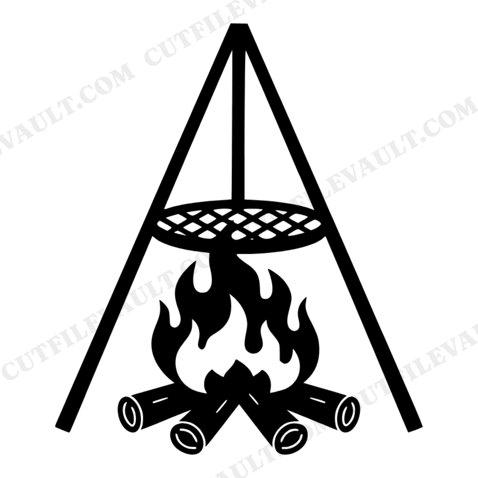 Campfire Tripod Cooking Grate SVG PNG, Outdoor Camping Fire Dad Father's Day Cut File Design, view 1
