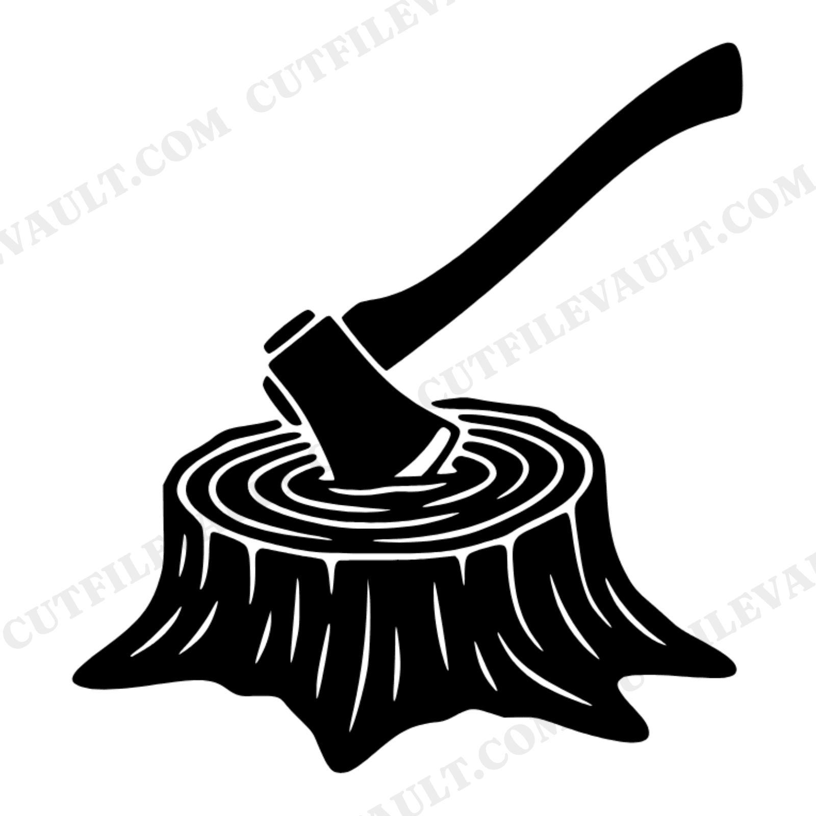 Camping Hatchet Tree Stump SVG PNG Father's Day Outdoorsy Dad Cut File Axe Wood Grain Design, view 1
