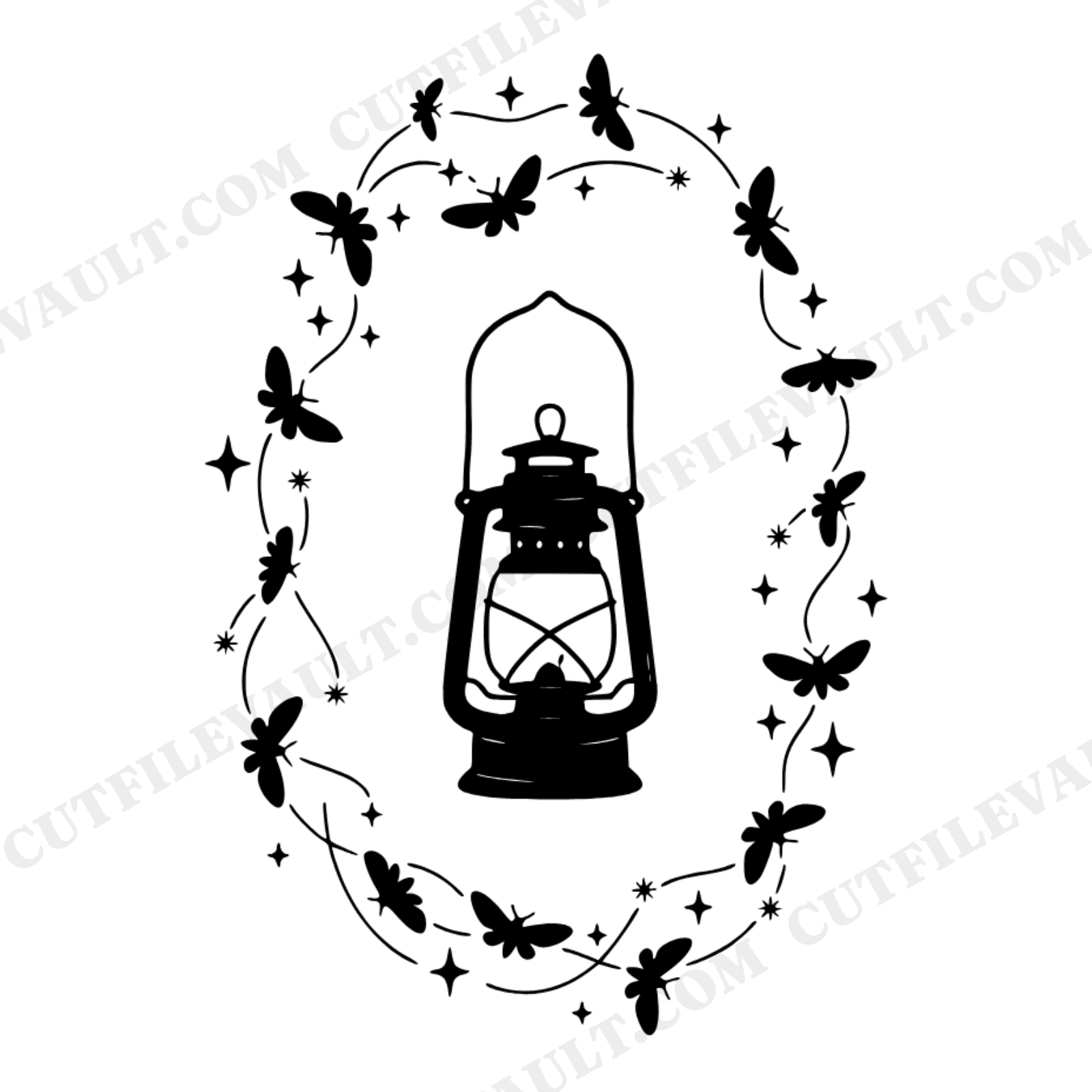 Camping Lantern SVG PNG, Moth Constellation Trails, Cottagecore Father's Day Outdoor Adventure Cut File, view 1