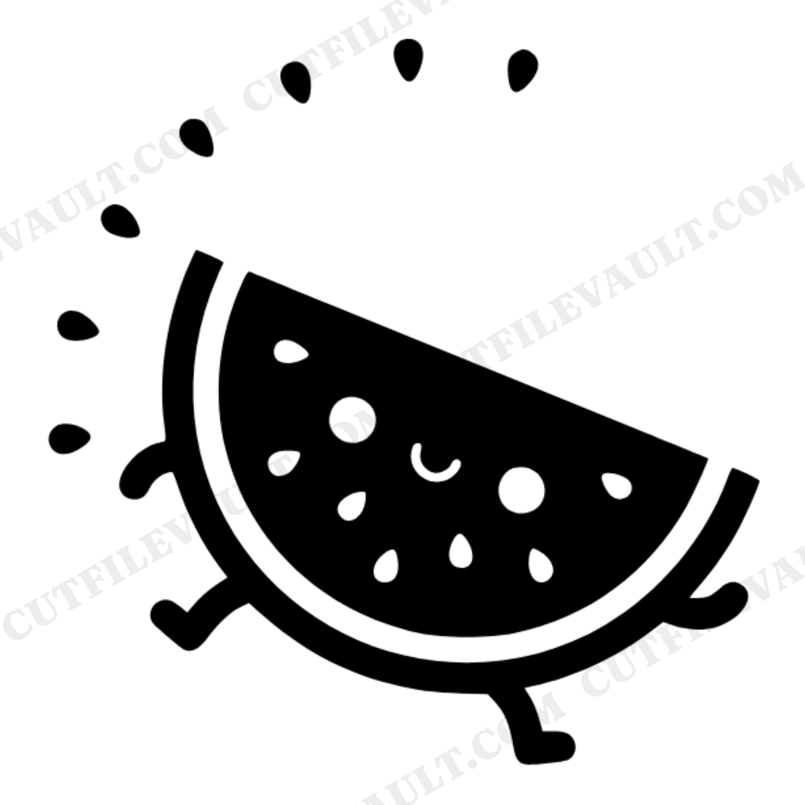 Cartwheeling Watermelon SVG PNG, Cute Kawaii Watermelon Wedge Cut File, Summer Fruit Clipart, view 1