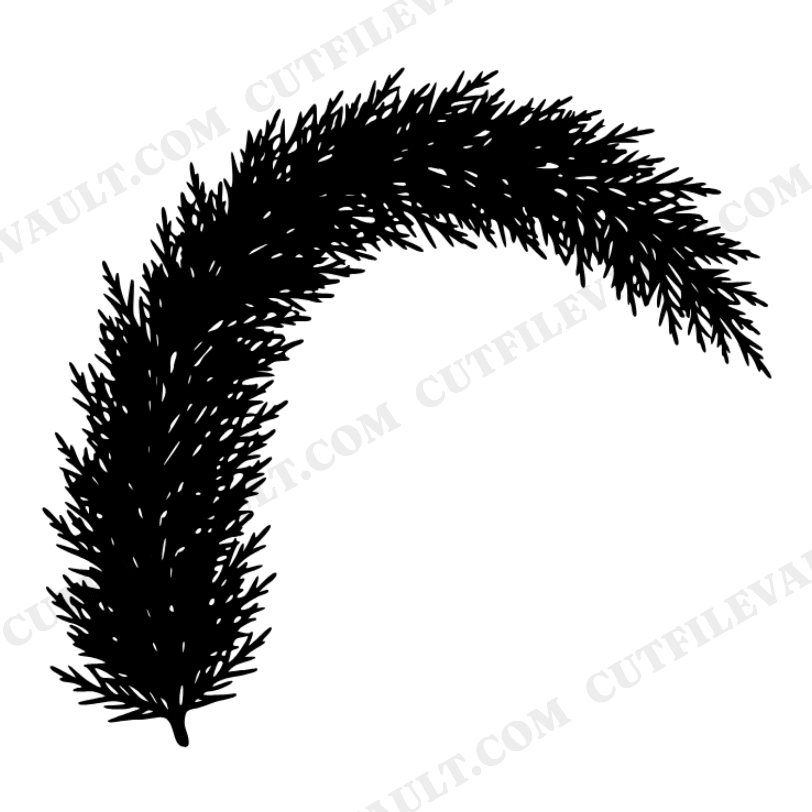 Cedar Rainbow Arch SVG, Boho Holiday Christmas Tree Branch PNG, Mountain Nature Silhouette Cut File, view 1