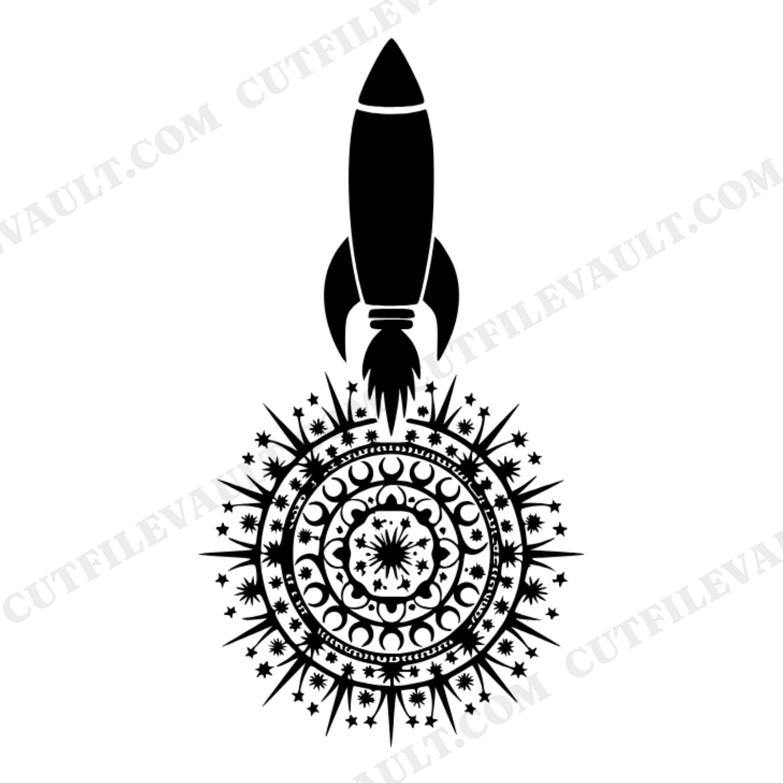 Celestial Bottle Rocket Mandala SVG PNG, Independence Day 4th of July Patriotic Cut File Silhouette, view 1