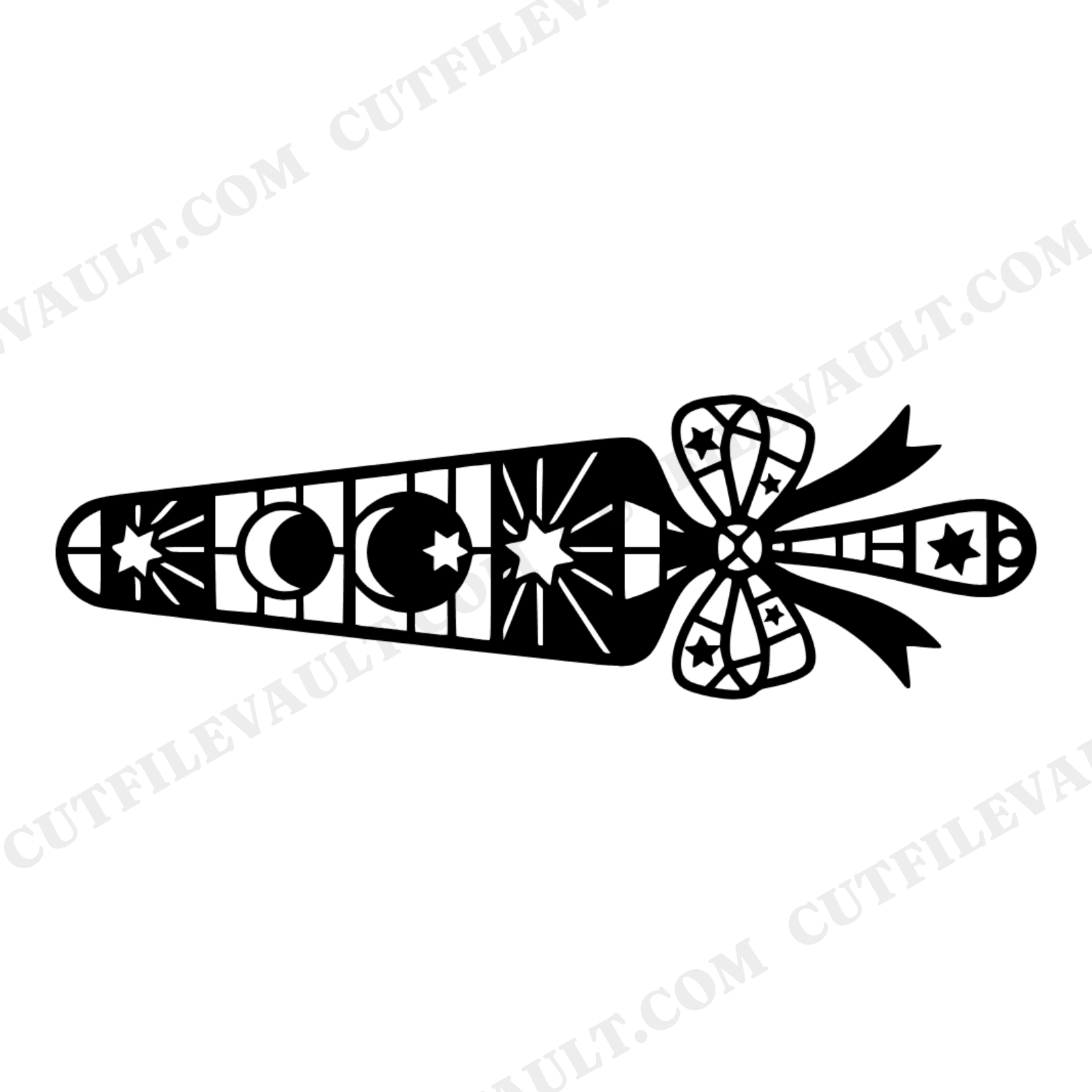 Celestial Cake Server SVG PNG, Stained Glass Wedding Cake Cutter with Bow, Mystical Bridal Clipart, view 1