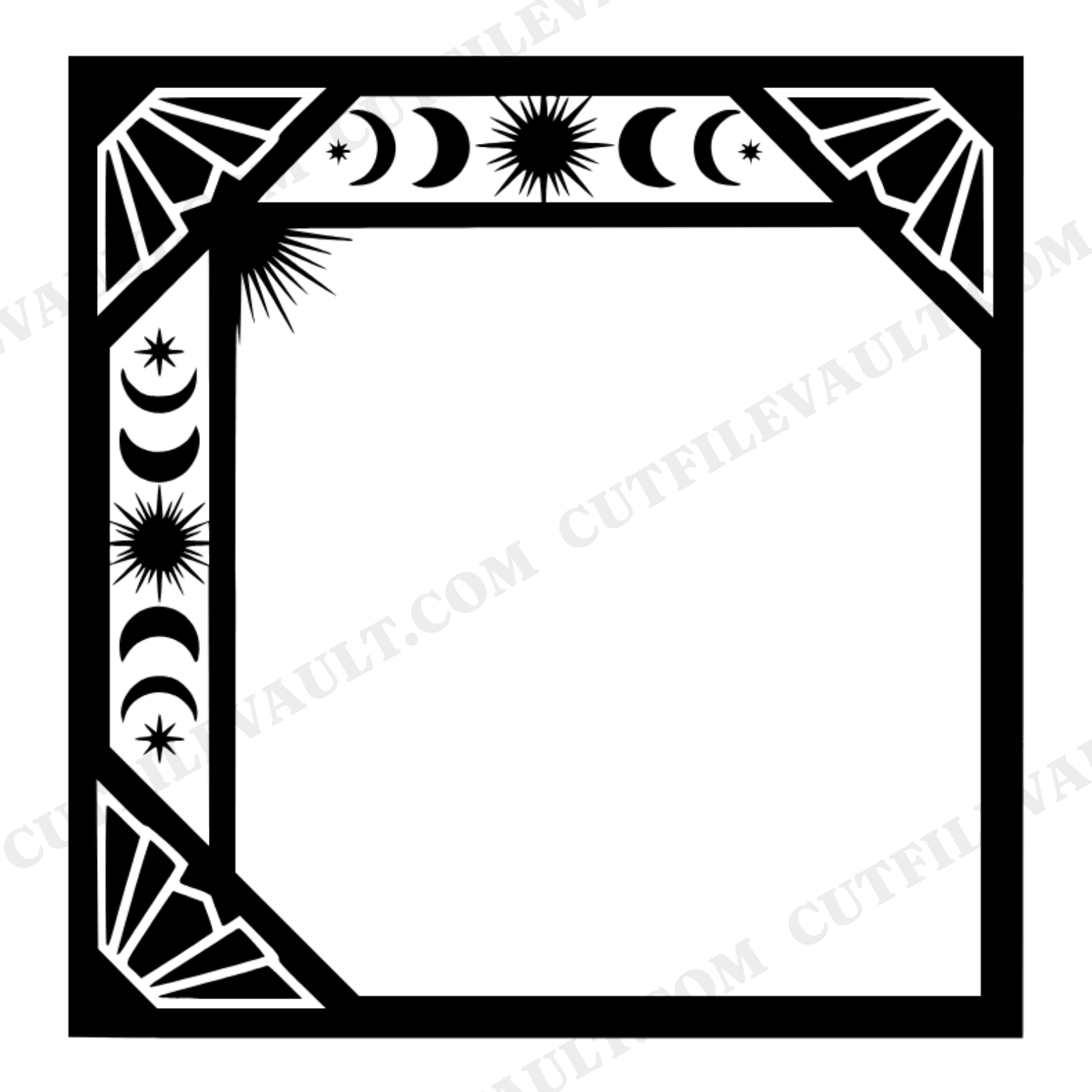 Celestial Carpenter Square SVG PNG, Art Deco Stars & Moon Cut File, Mystical Tool Design Labor Day, view 1