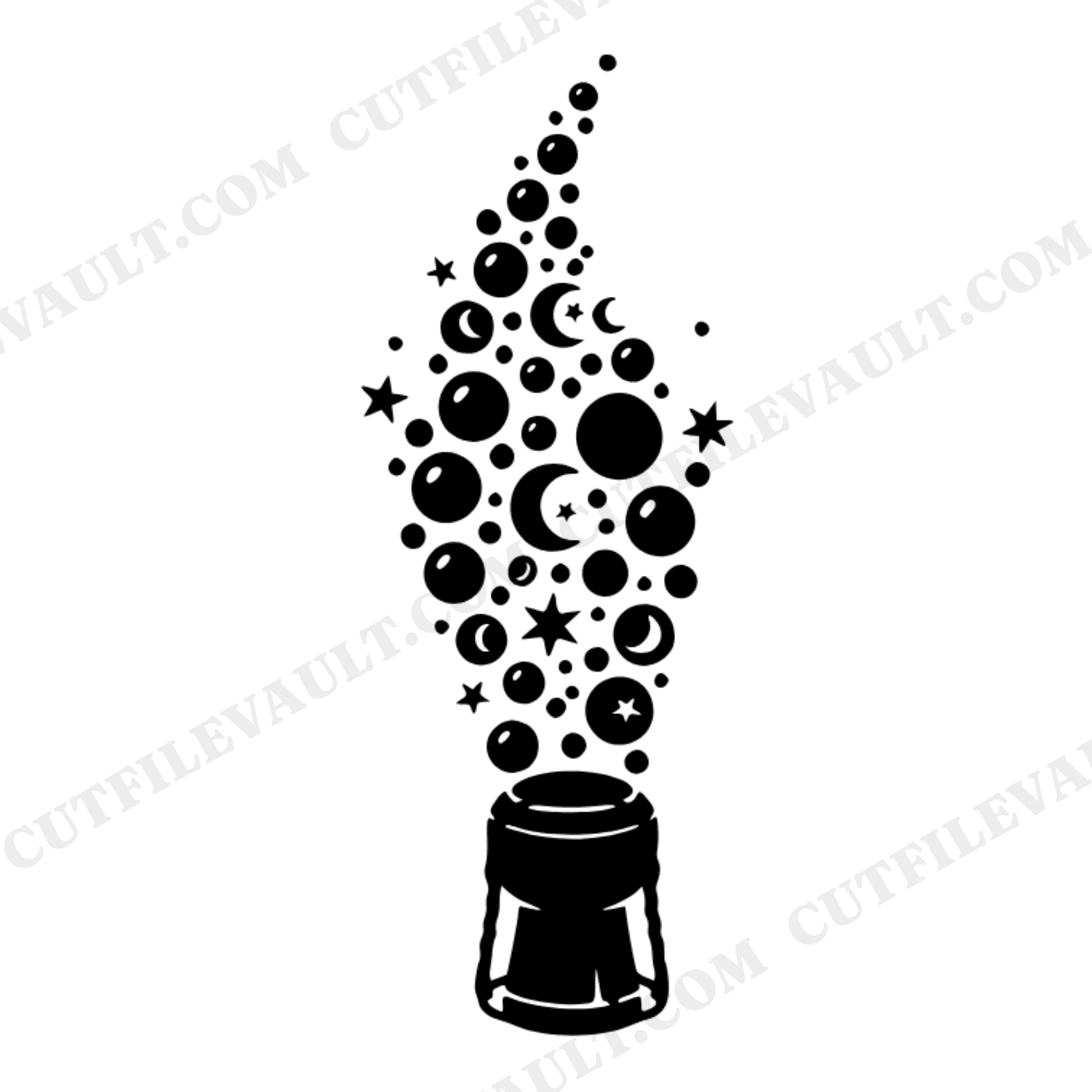 Celestial Champagne Cork Comet SVG PNG, New Year's Eve Party Cut File, Mystical Celebration Design, view 1