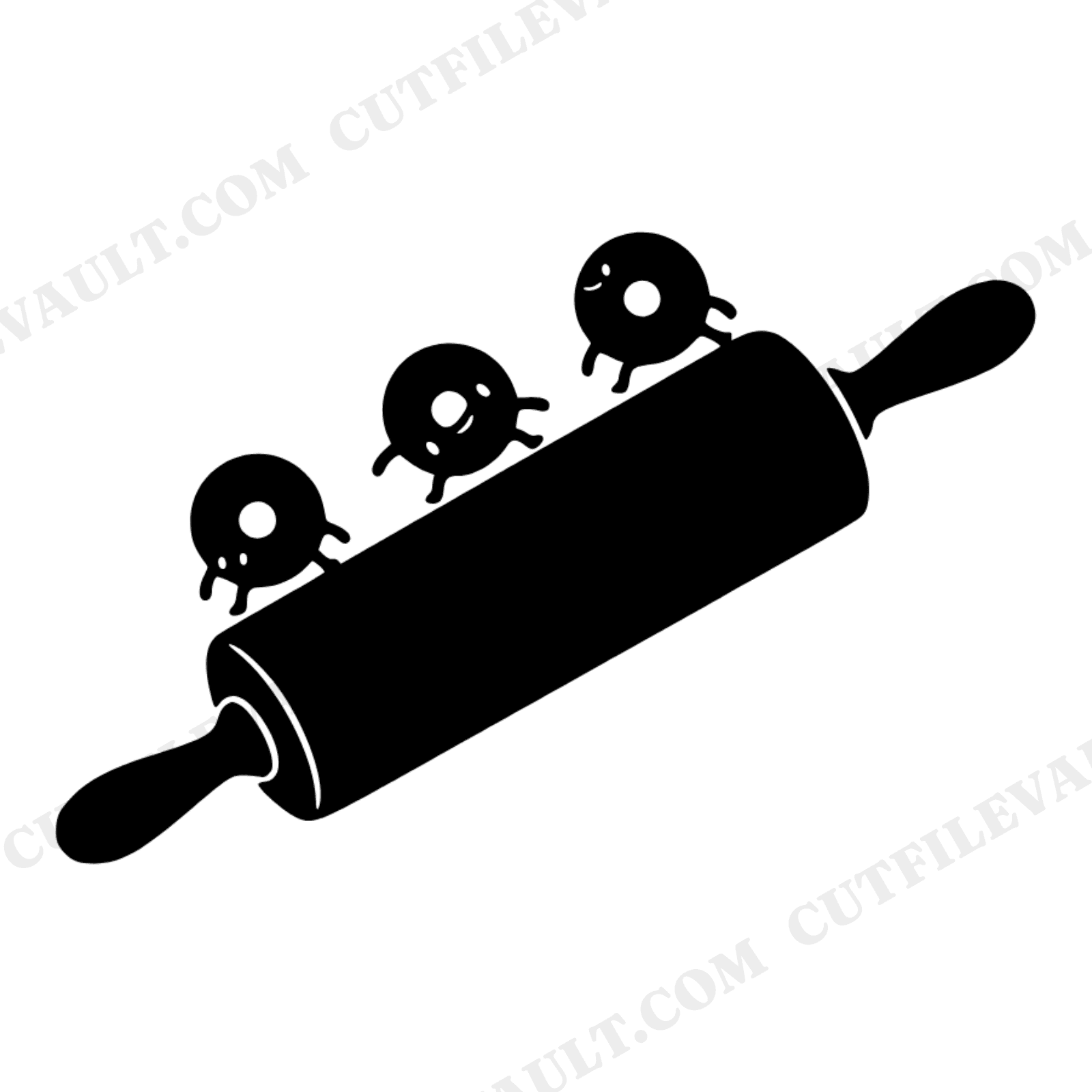 Celestial Donut Rolling Pin SVG PNG, Kawaii Donuts Tumbling Silhouette Cut File for Vinyl Cricut, view 1