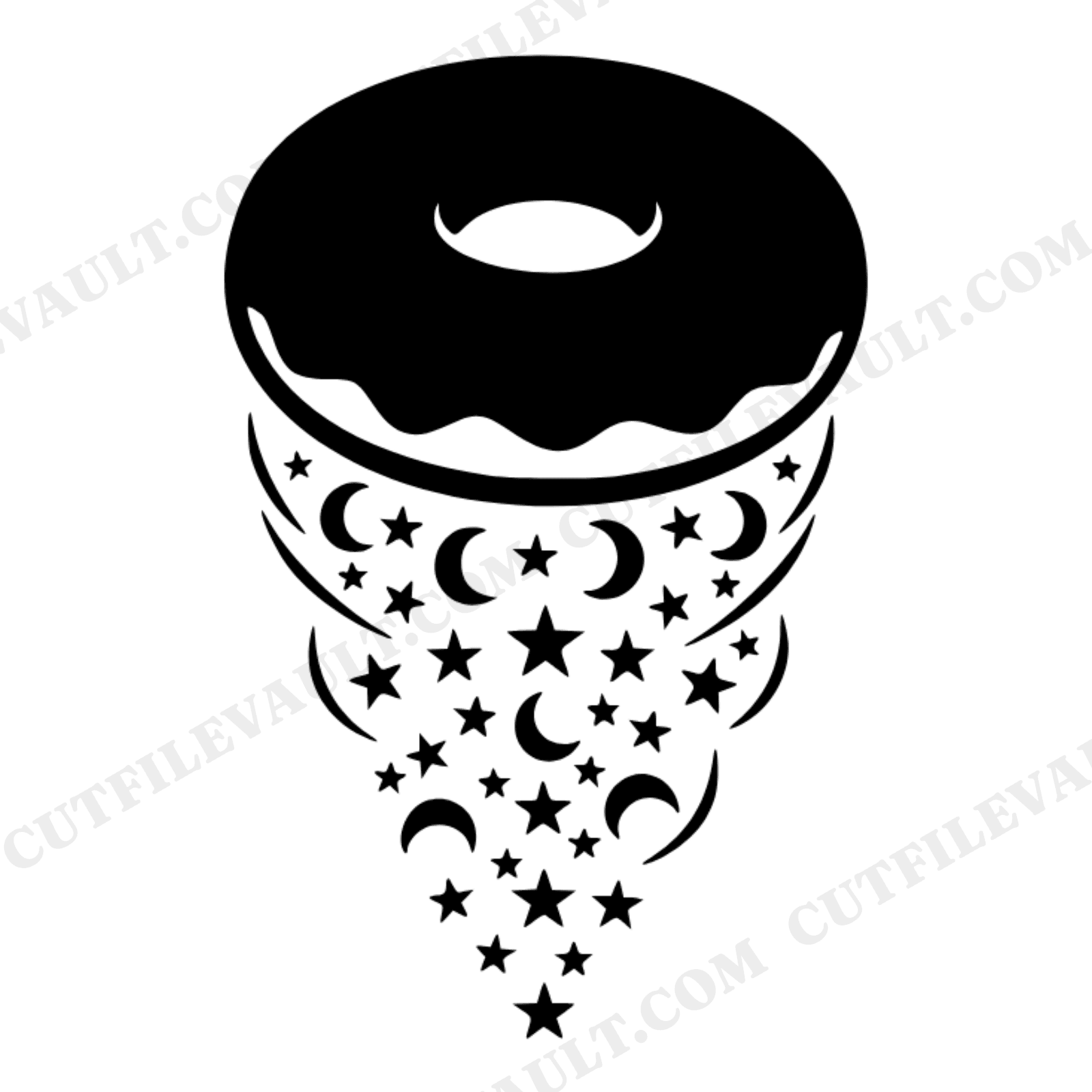 Celestial Donut SVG PNG, Mystical Kawaii Donut with Star Sprinkles Cut File, National Donut Day SVG, view 1