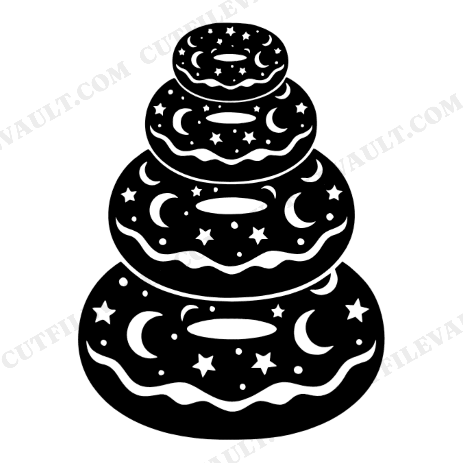 Celestial Donut Tower SVG PNG, Mystical Moons Stars Donuts Cut File, National Donut Day Craft, view 1