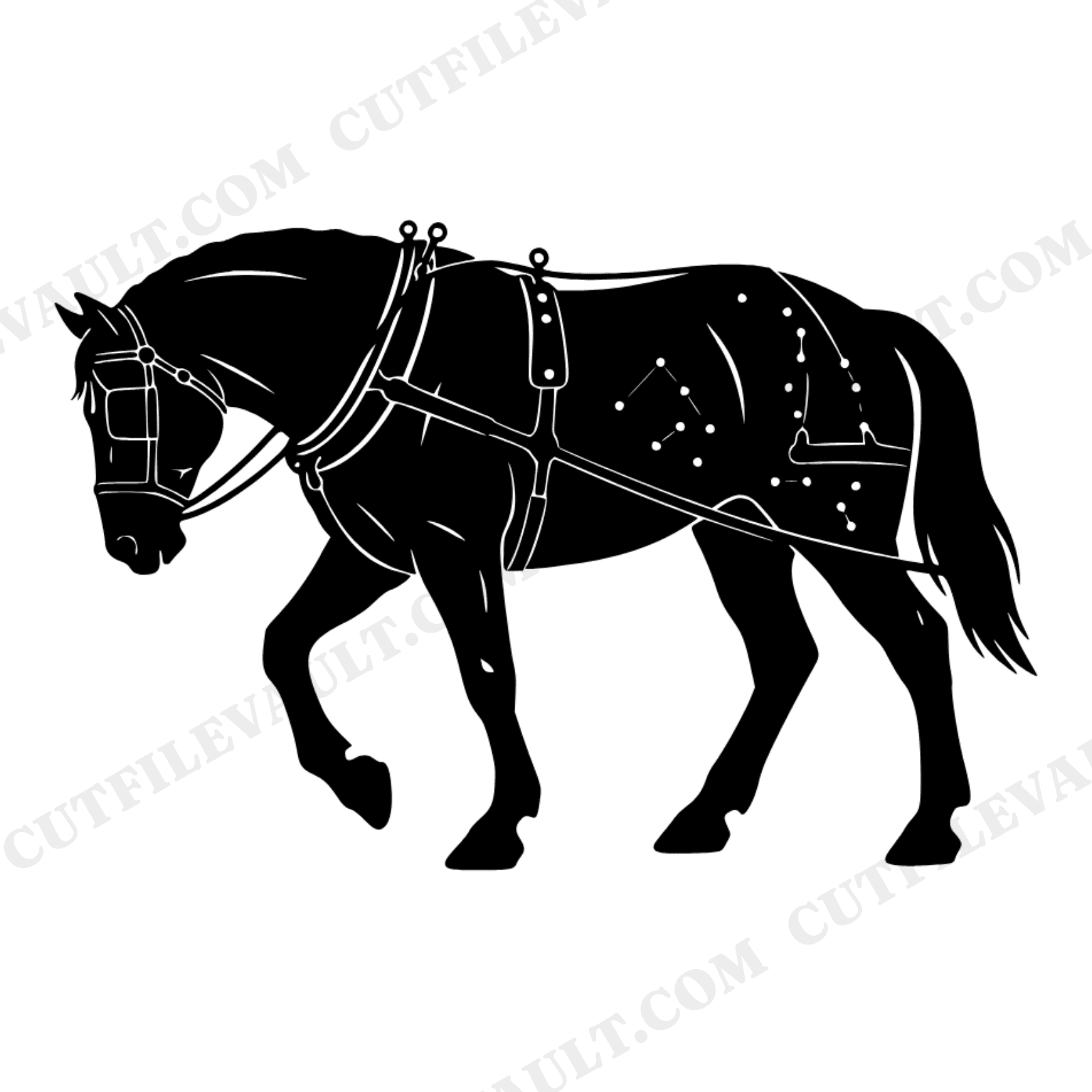 Celestial Draft Horse SVG PNG, Labor Day Constellation Silhouette Cut File for Cricut, view 1