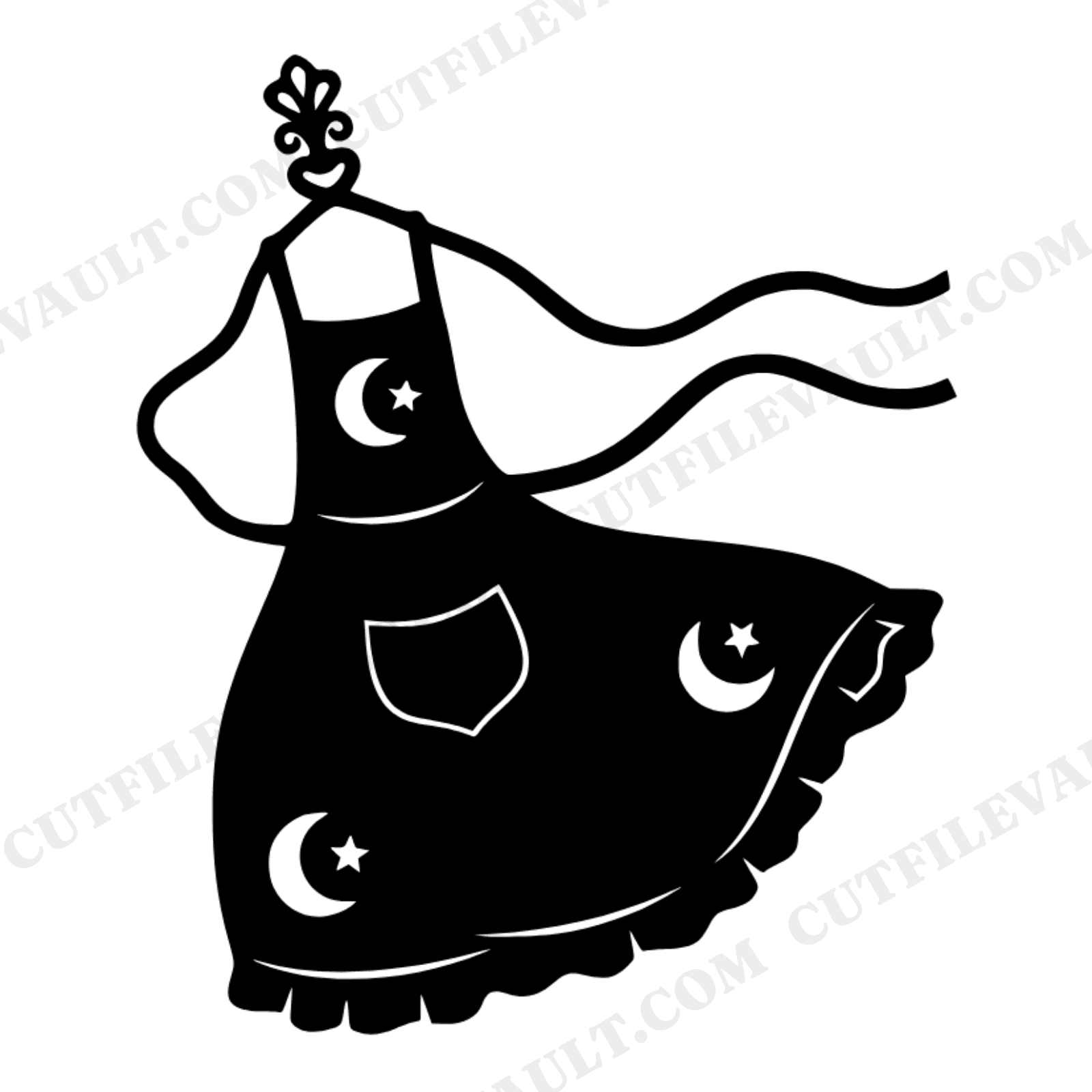 Celestial Farmhouse Apron SVG PNG, Vintage Clothesline Hook Cut File, Mystical Moon Stars Design, view 1