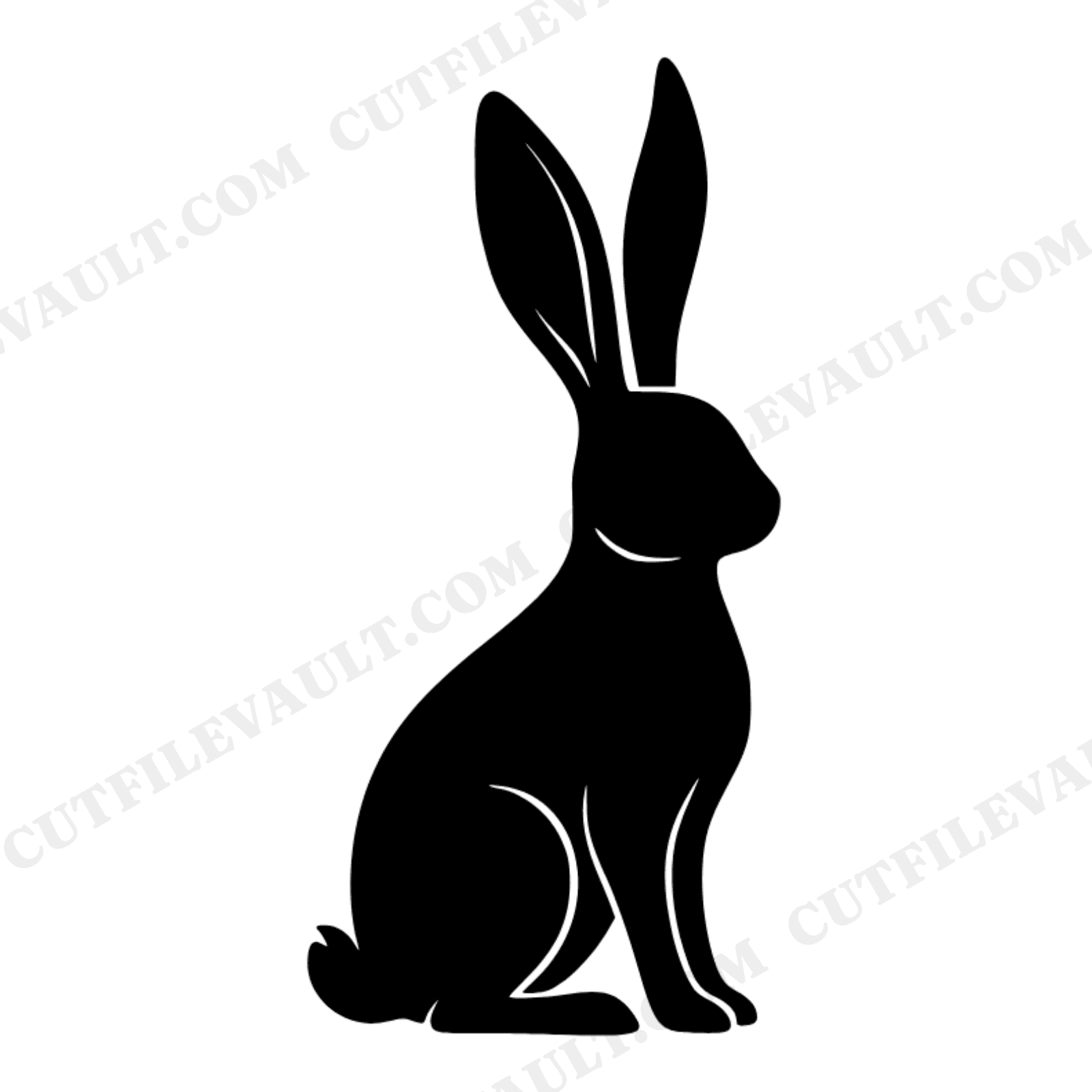 Celestial Garden Bunny SVG PNG, Mystical Rabbit Silhouette Alert Pose, Upright Bunny Cut File, view 1