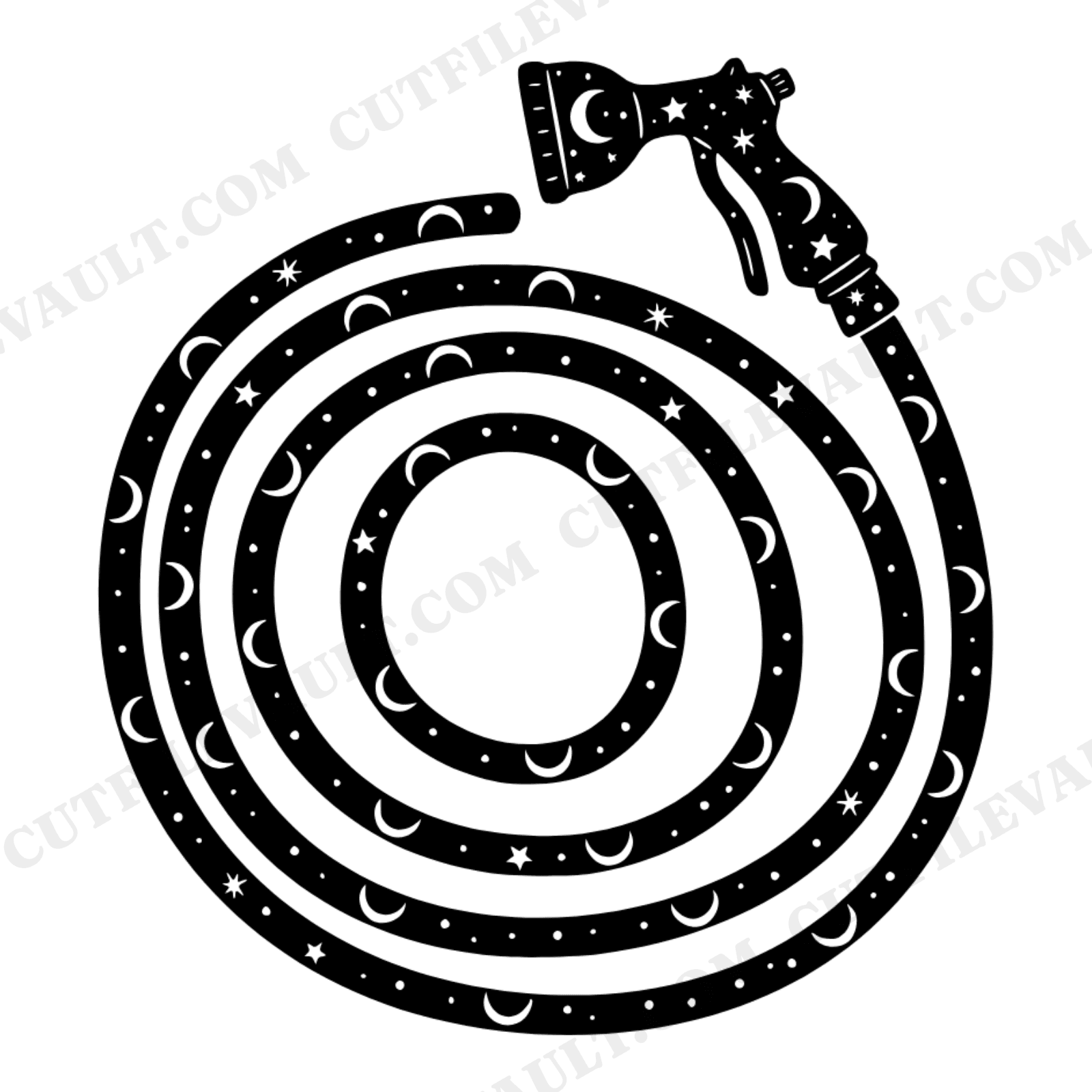 Celestial Garden Hose Spiral SVG PNG Labor Day Cut File Mystical Bohemian Yard Work Design, view 1