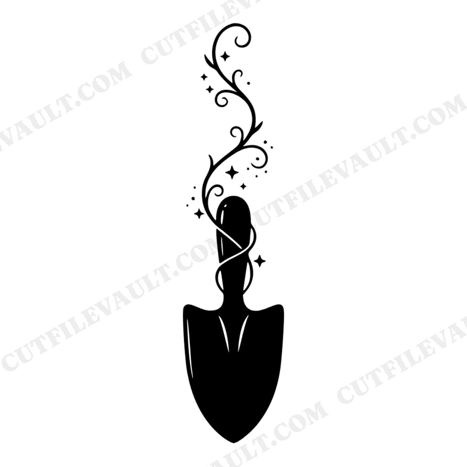 Celestial Garden Trowel SVG PNG, Mystical Vine Gardening Cut File, Mother's Day Craft Design, view 1