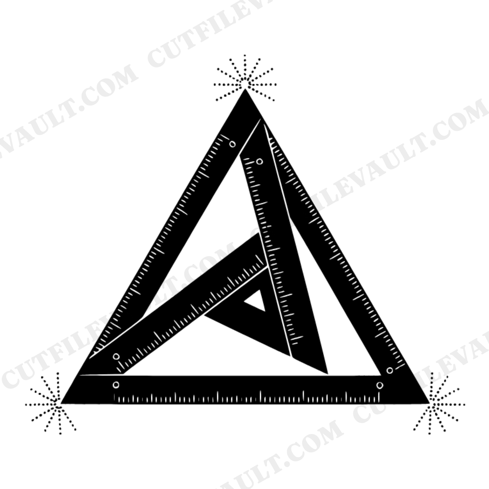 Celestial Geometry Triangle Ruler Constellation SVG PNG, Art Deco Back to School Cut File Design, view 1