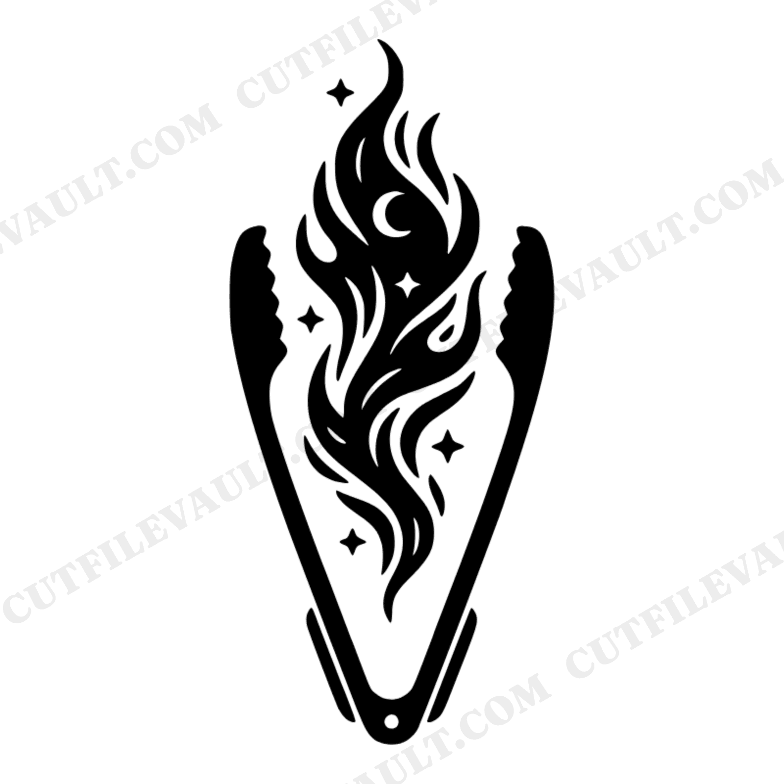 Celestial Grillmaster BBQ Tongs SVG PNG, Mystical Flames Father's Day Cut File, Spiritual Dad Gift, view 1