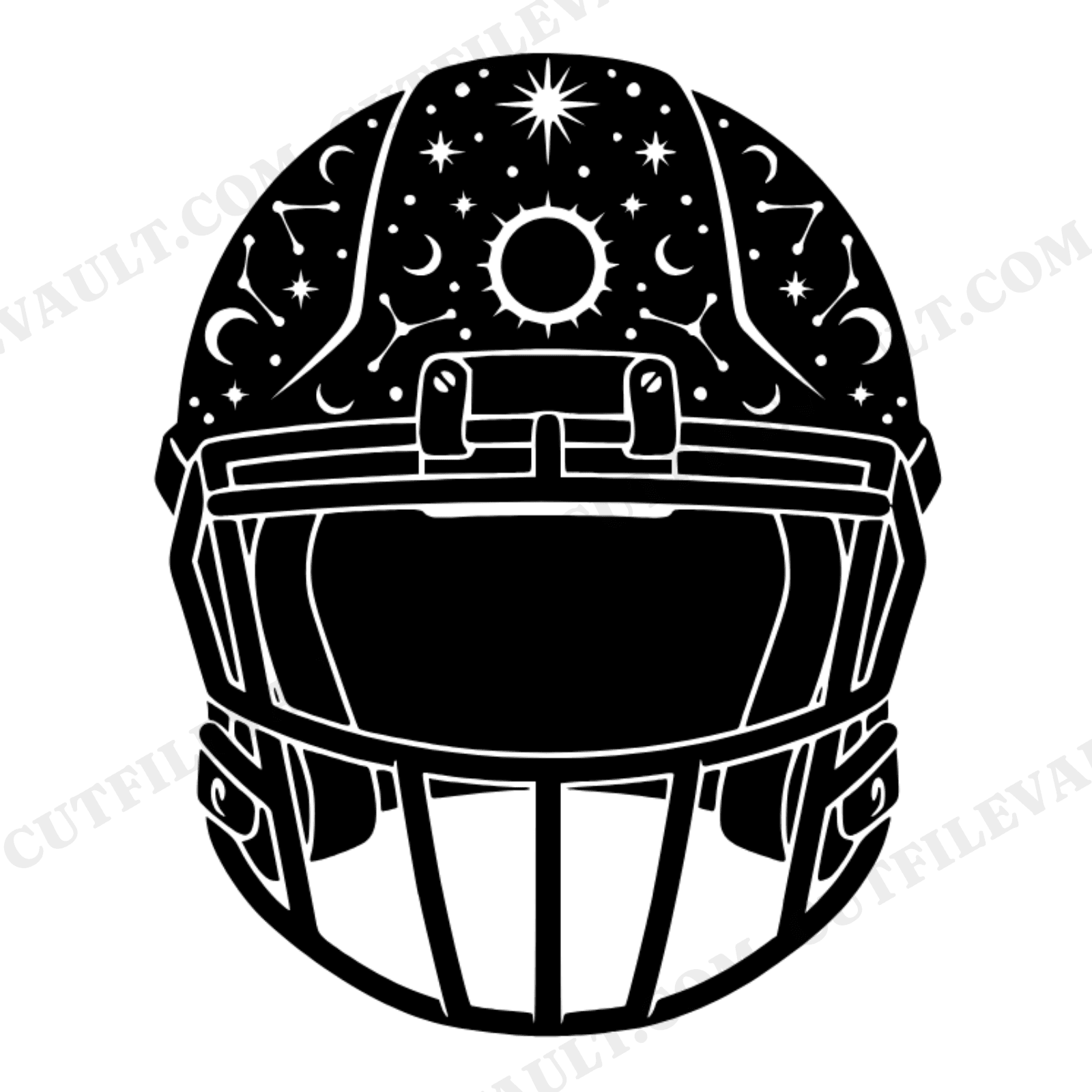 Celestial Guardian Football Helmet SVG PNG, Mystical Sports Silhouette Cut File for Cricut, view 1