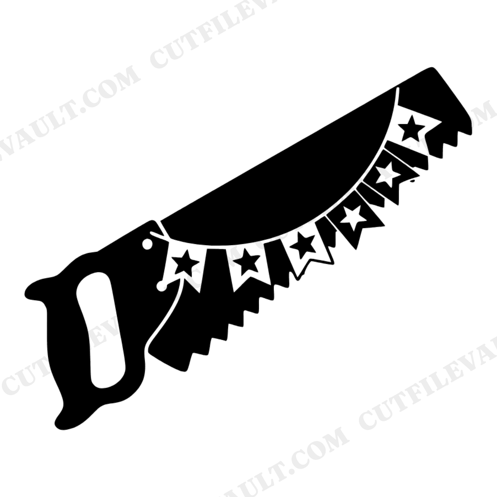 Celestial Handsaw SVG PNG, Fourth of July Bunting Saw Cut File, Patriotic Craftsman Tool Design, view 1