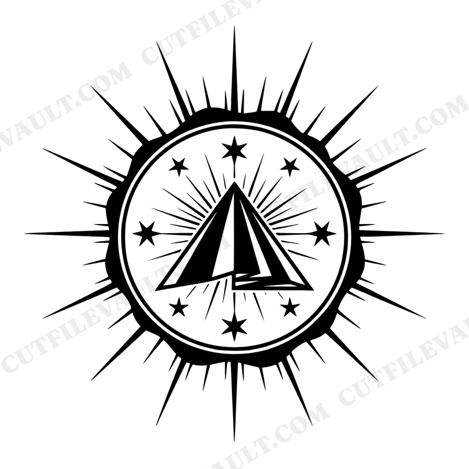 Celestial Honor Seal SVG PNG, Memorial Day Folded Flag Stars Cut File, Patriotic Tribute Design, view 1