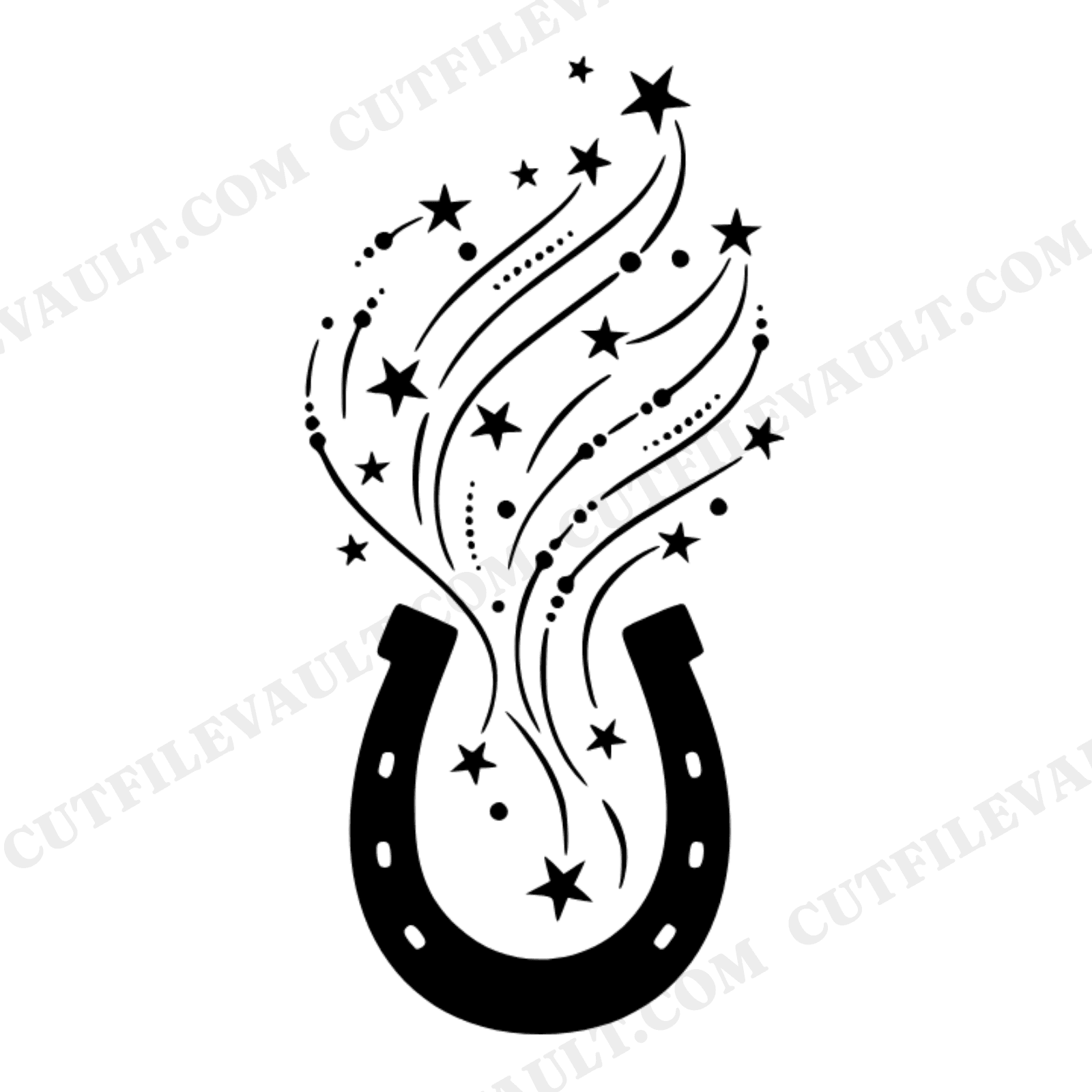 Celestial Horseshoe Wedding SVG PNG, Mystical Good Luck Blessing Cut File, Constellation Stars Design, view 1