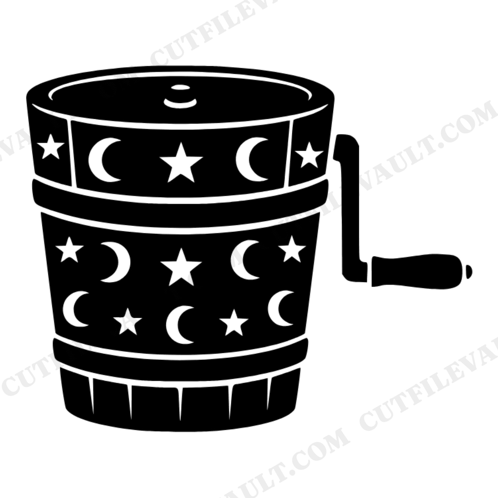 Celestial Ice Cream Churn SVG PNG, Vintage Moon Stars Hand Crank Churn Cut File for Cricut, view 1