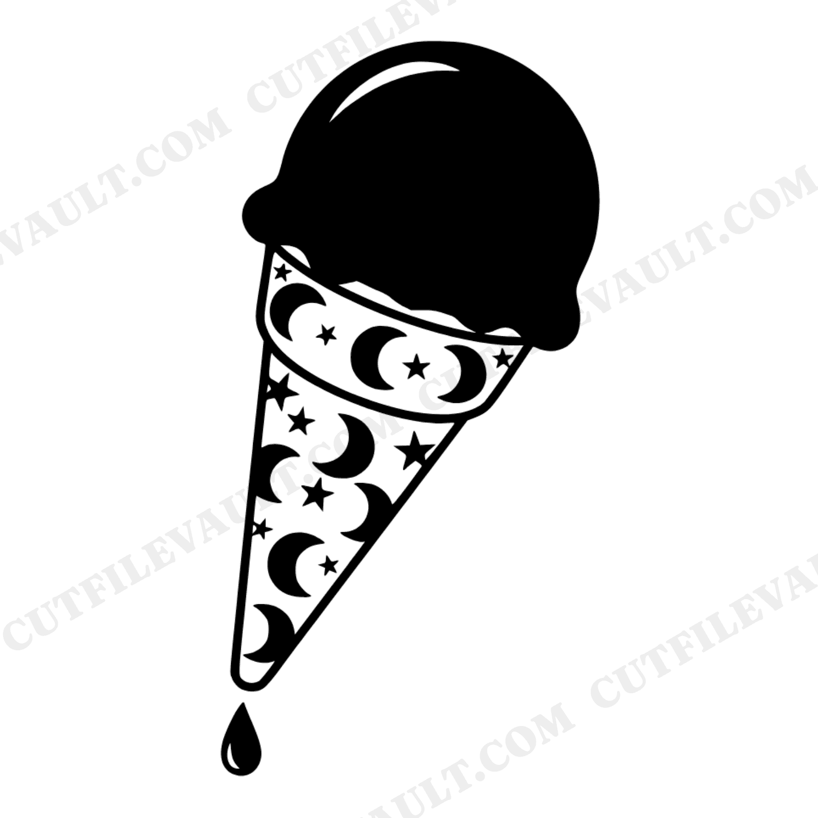 Celestial Ice Cream Cone SVG PNG, Mystical Melting Drop Cut File, Cosmic Summer Waffle Cone Clipart, view 1