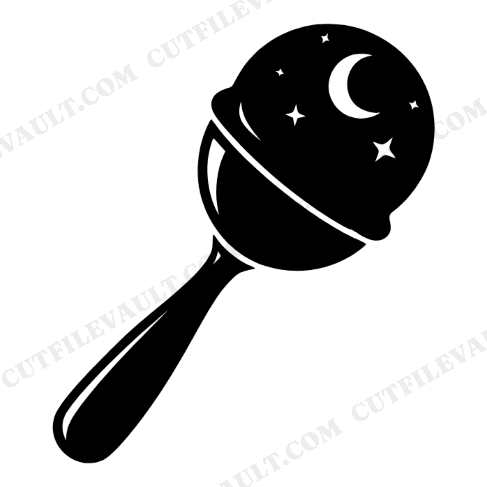 Celestial Ice Cream Scoop SVG PNG, Crescent Moon Stars Retro Diner Cut File for Crafts, view 1