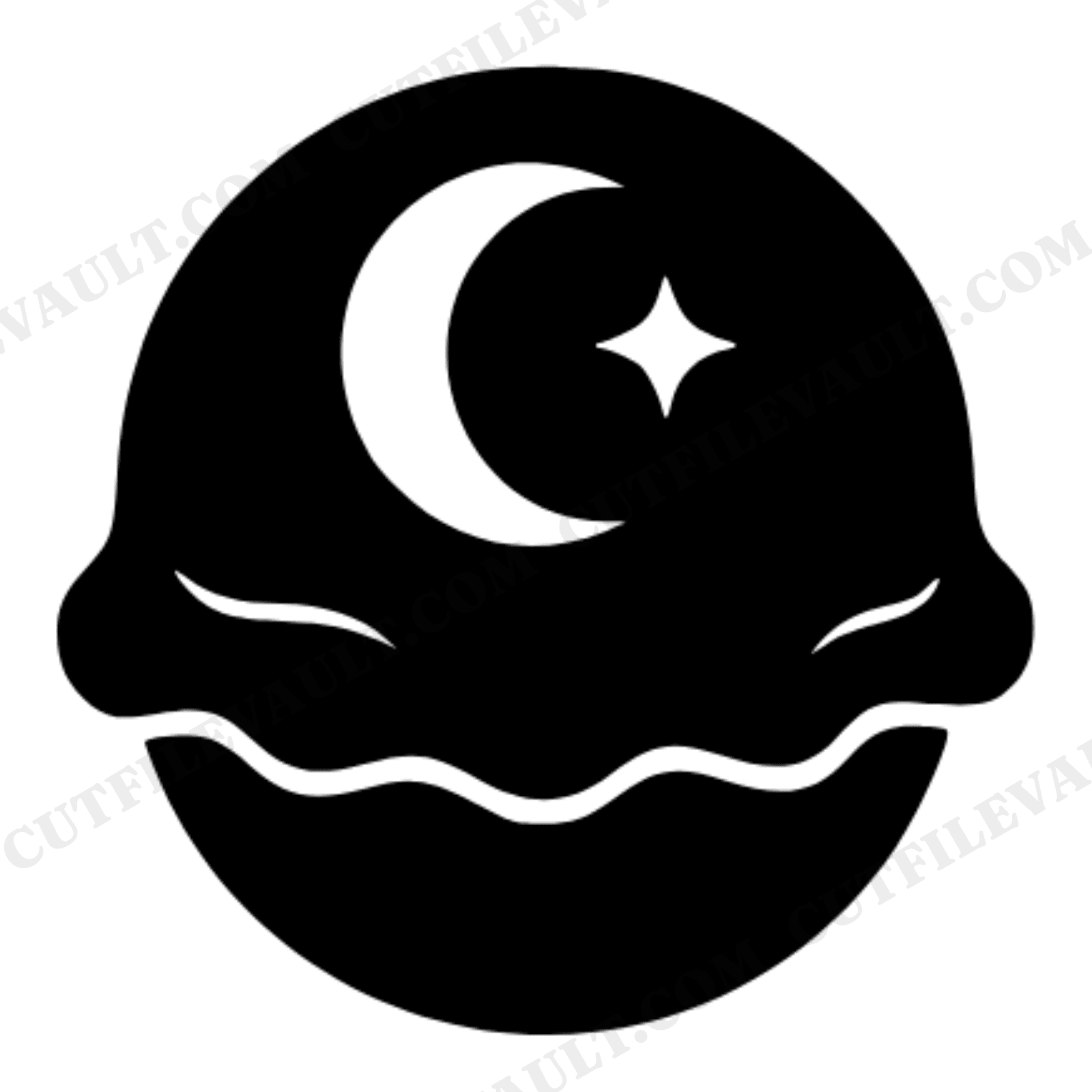 Celestial Ice Cream Scoop SVG PNG, Mystical Moon Star Cut File, Mid-Century Minimalist Design, view 1