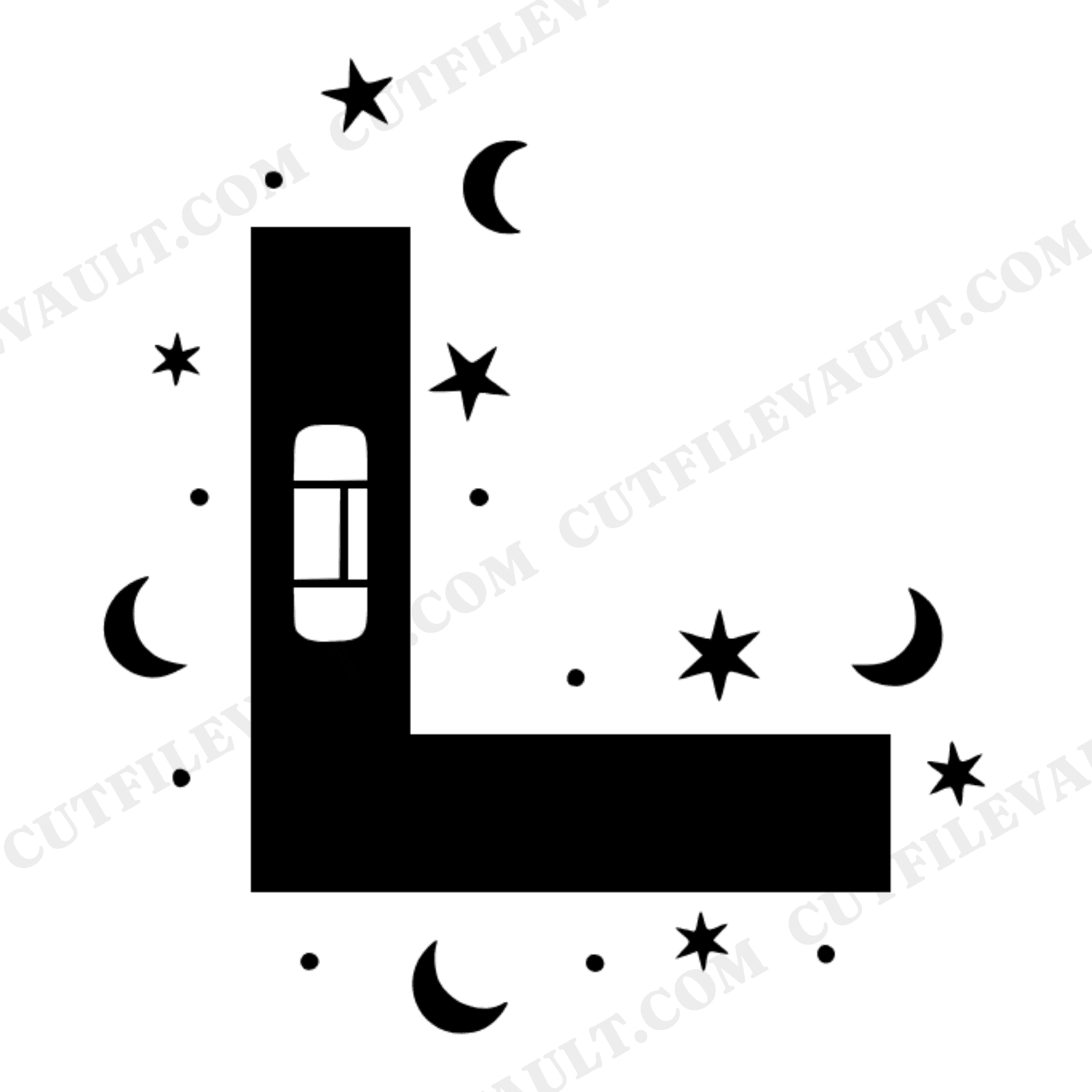 Celestial Labor Day Framing Square Trophy SVG PNG, Mystical Carpenter Tool Cut File with Stars Moon, view 1