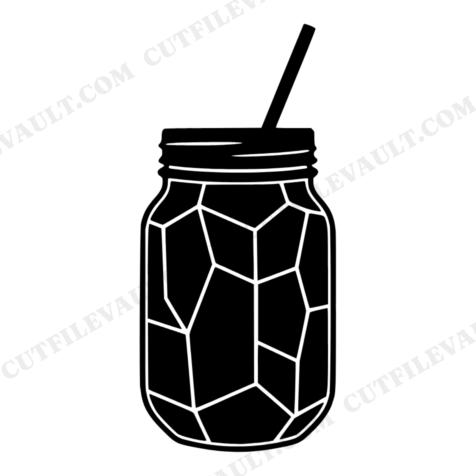 Celestial Lemonade Mason Jar SVG PNG Stained Glass Facets Mystical Summer Craft Cut File, view 1