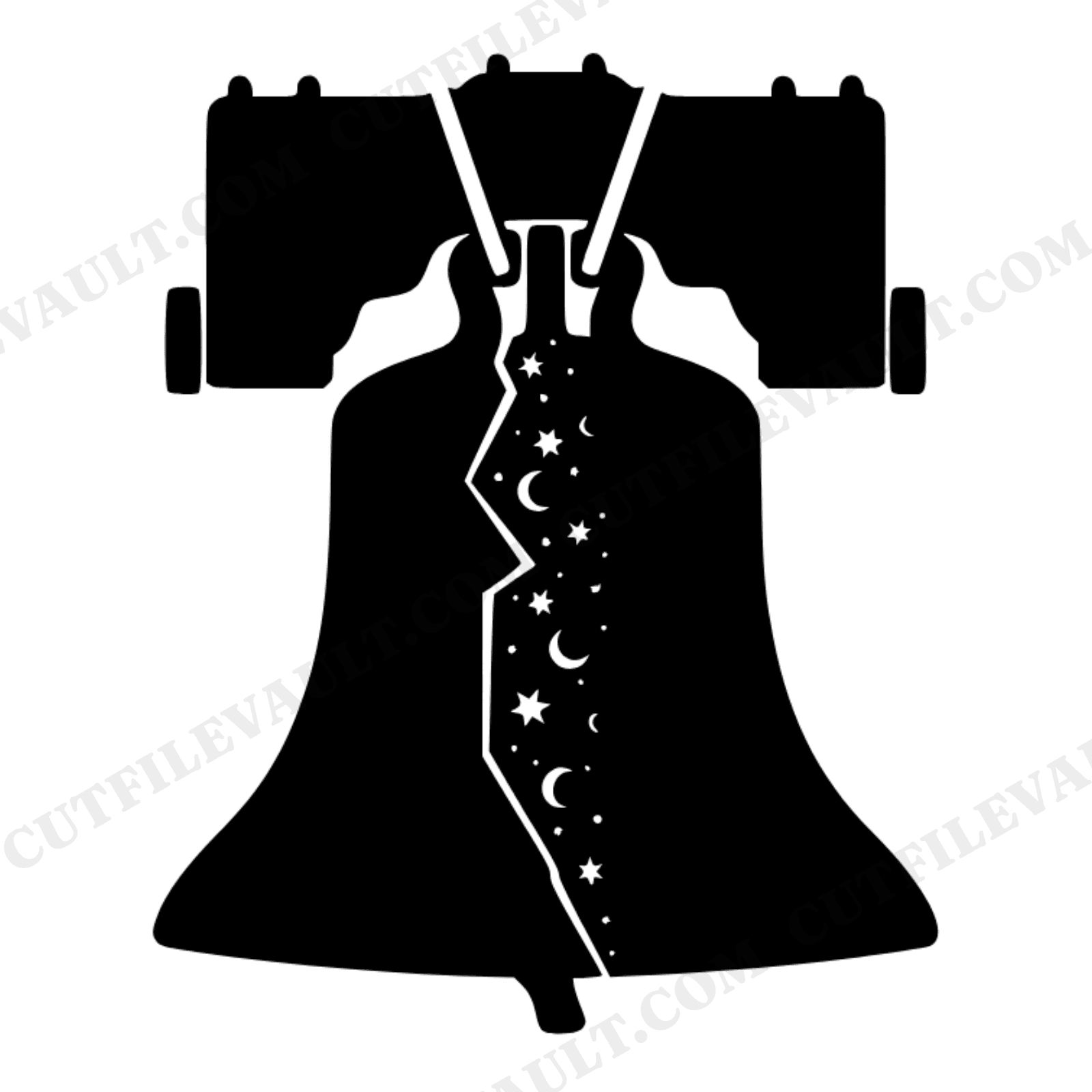 Celestial Liberty Bell SVG PNG, Mystical Fourth of July Cut File, Cosmic Patriotic Design with Stars, view 1