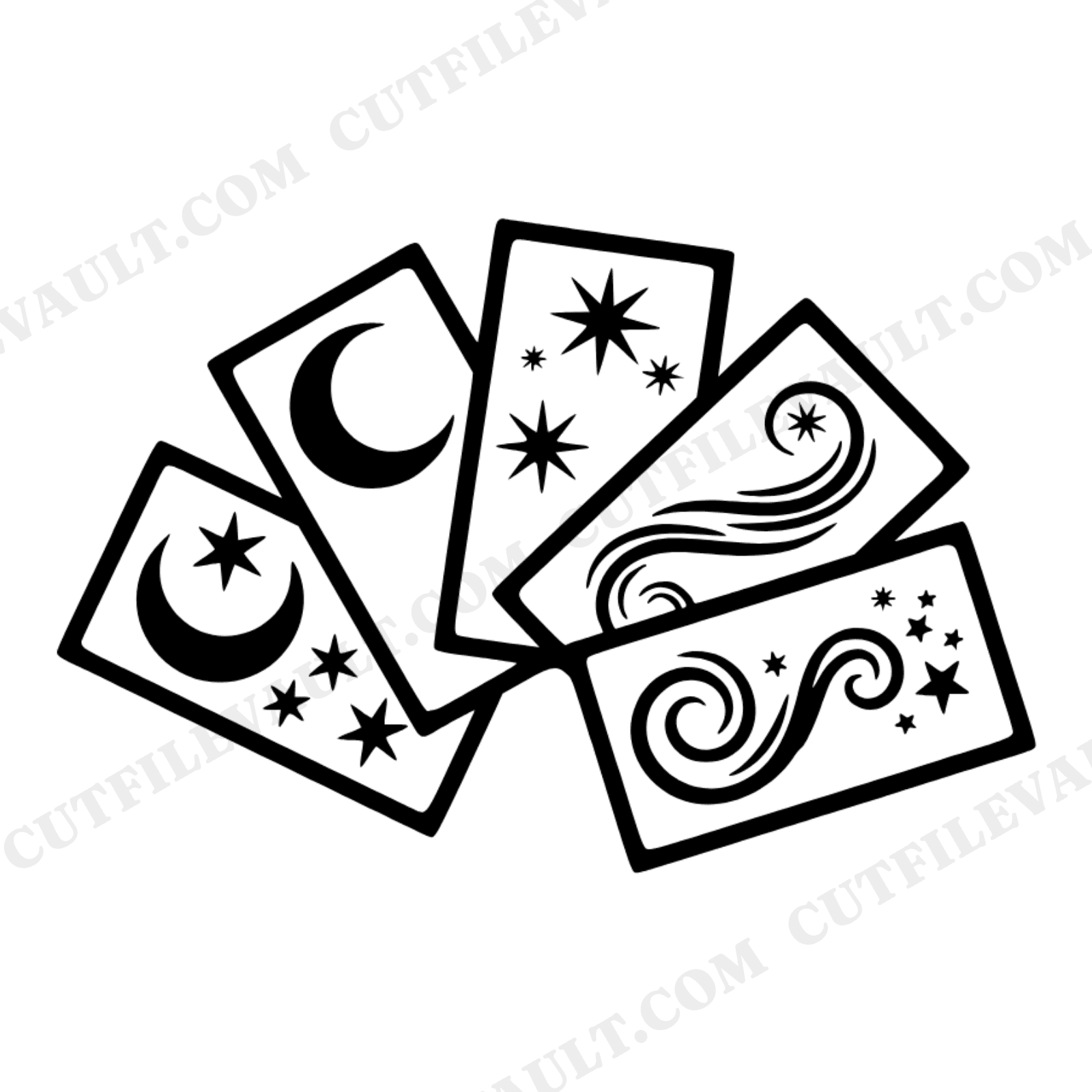 Celestial Library Cards SVG PNG, Mystical Reading Cut File, Back to School Teacher Librarian Design, view 1