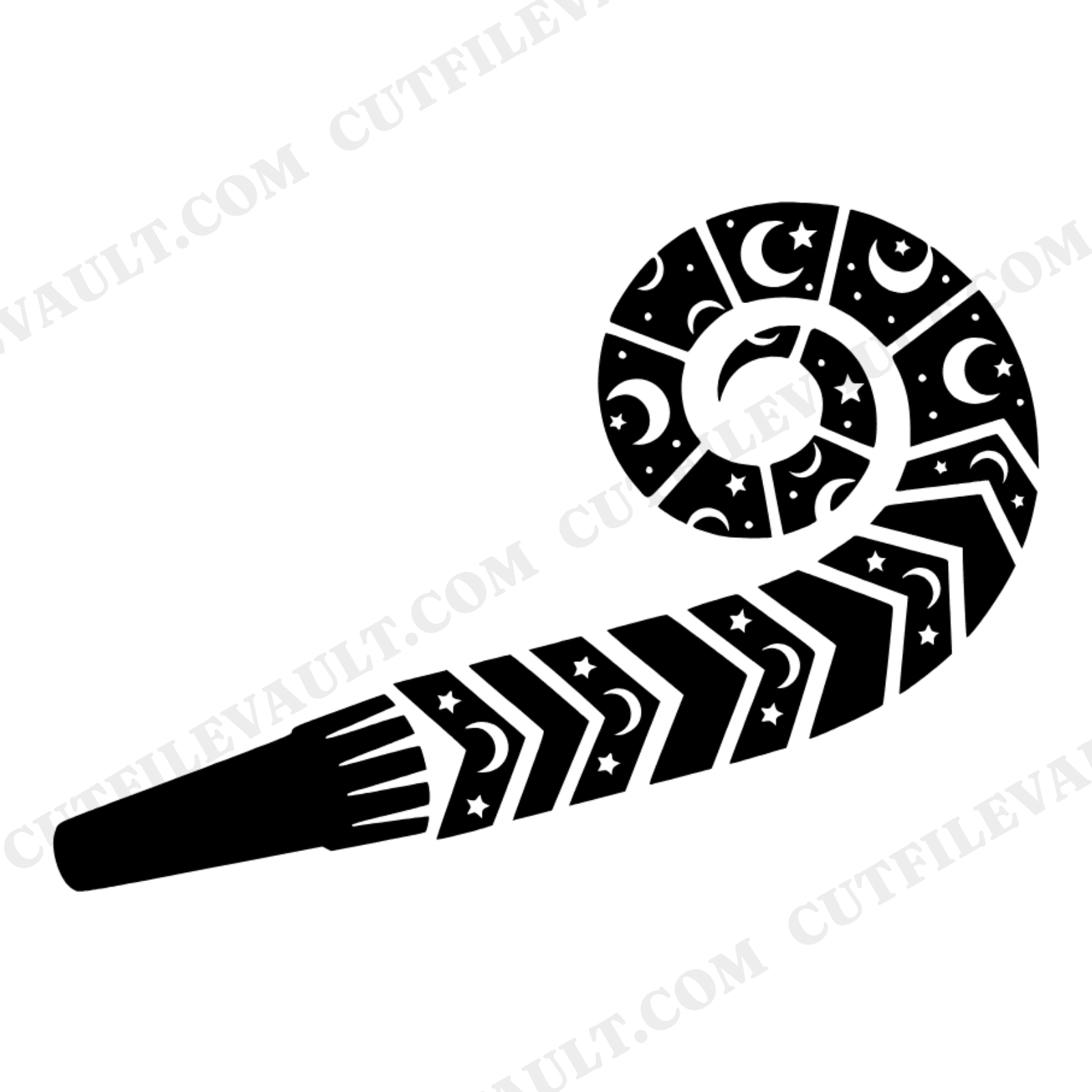 Celestial New Year Party Blower SVG PNG, Art Deco Moon Stars Cut File, Mystical NYE Celebration, view 1