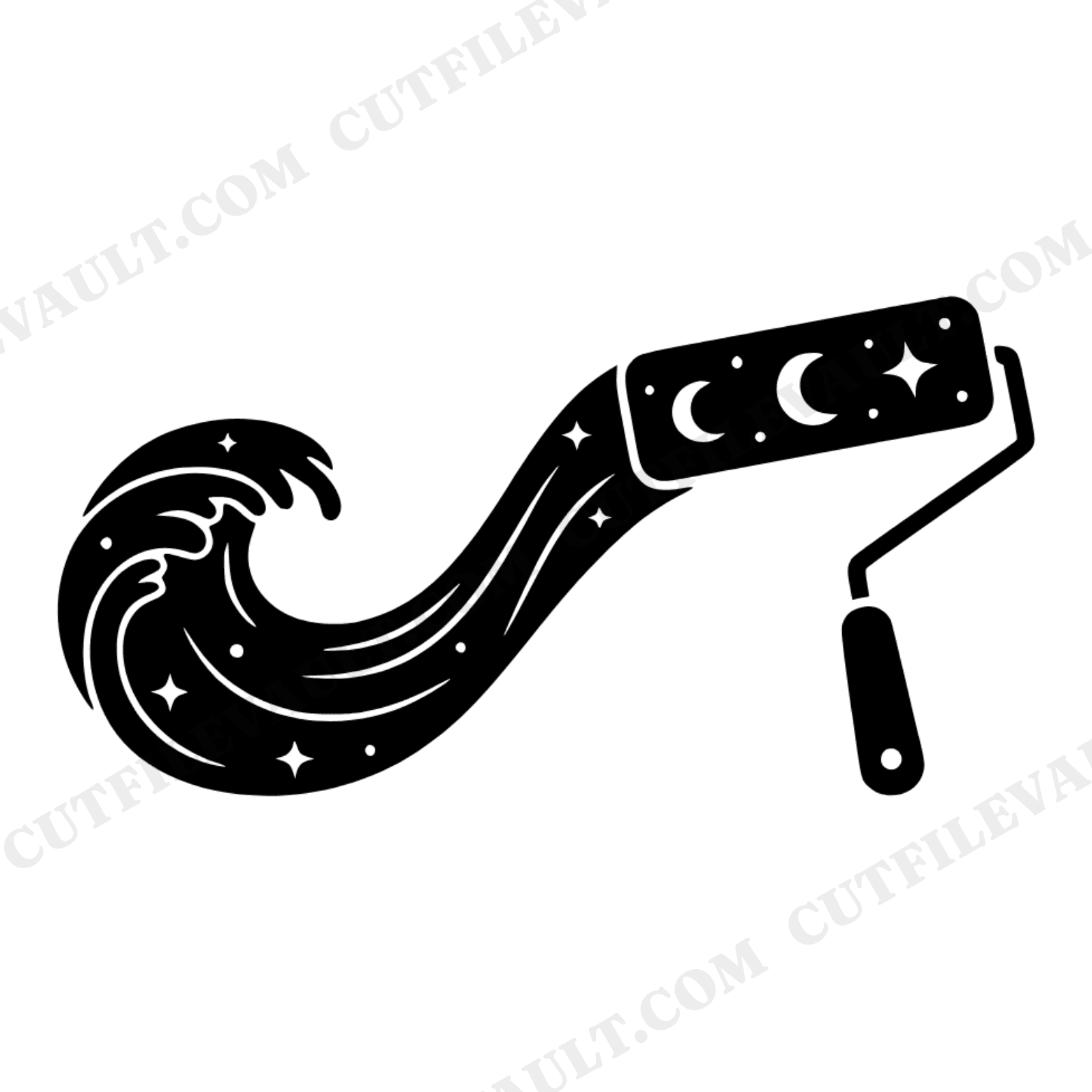 Celestial Paint Roller SVG PNG, Mystical Cosmic Wave Cut File, Labor Day Crafter Design, view 1