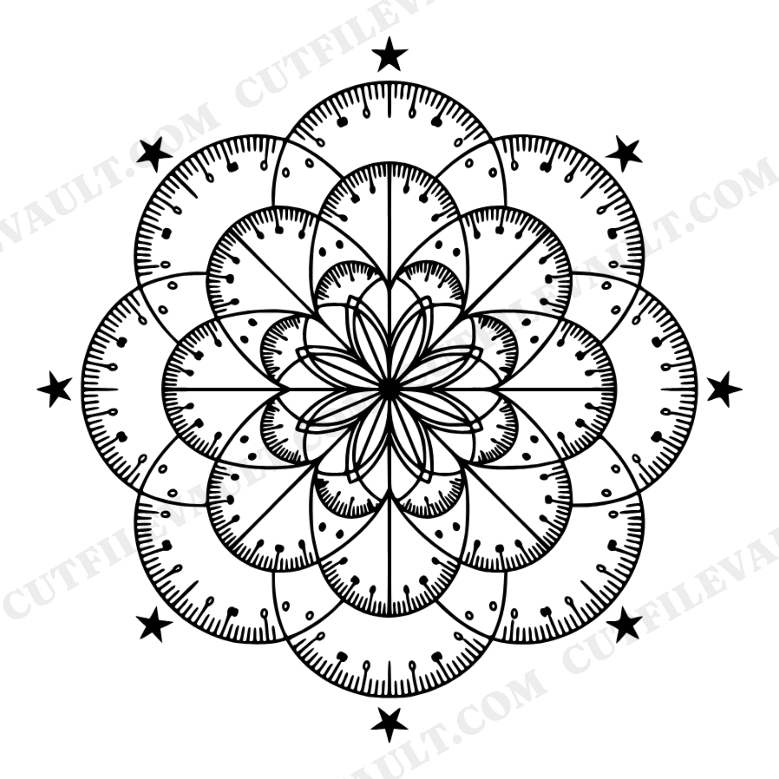 Celestial Protractor Mandala SVG PNG, Geometric Teacher Gift, Mystical Math Design Cut File, view 1