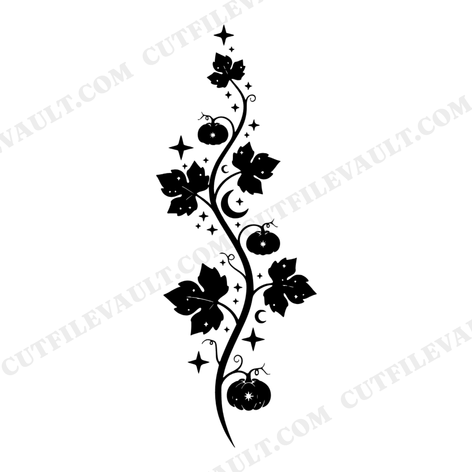 Celestial Pumpkin Vine Tendril SVG PNG First Day of Autumn Fall Botanical Cut File Mystical, view 1