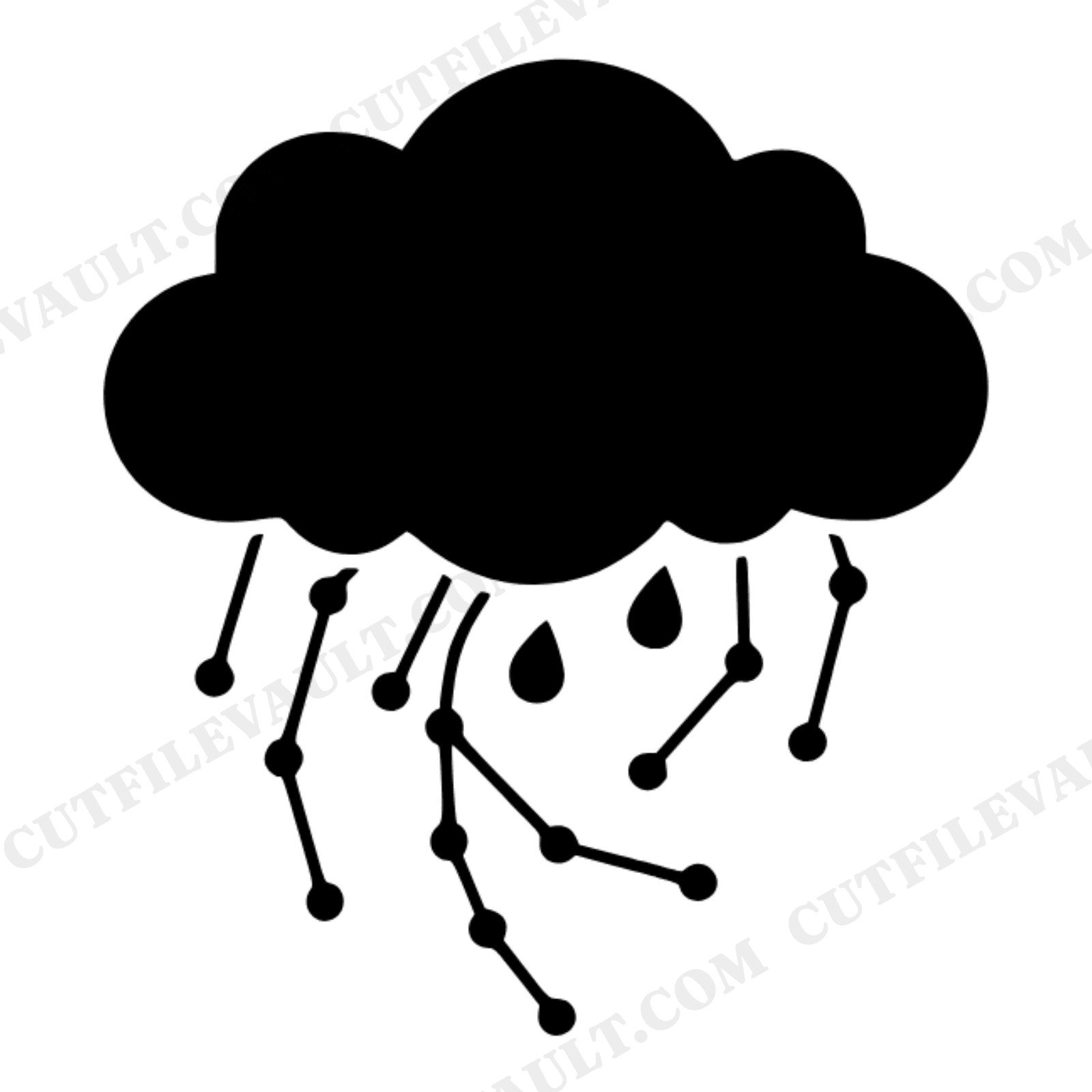 Celestial Rain Cloud SVG PNG, Constellation Raindrop Trails Cut File, Earth Day Design, Stars SVG, view 1